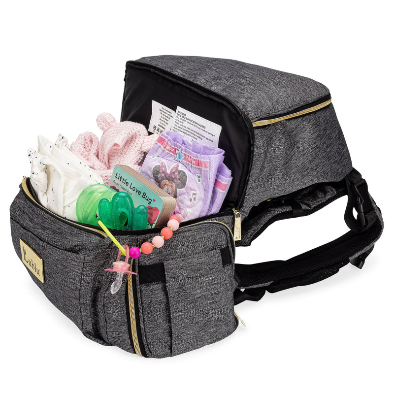 Lublu Baby Hugbag Bundle Backpack, Baby Carrier, Diaper Bag, Diaper Changing Pad.