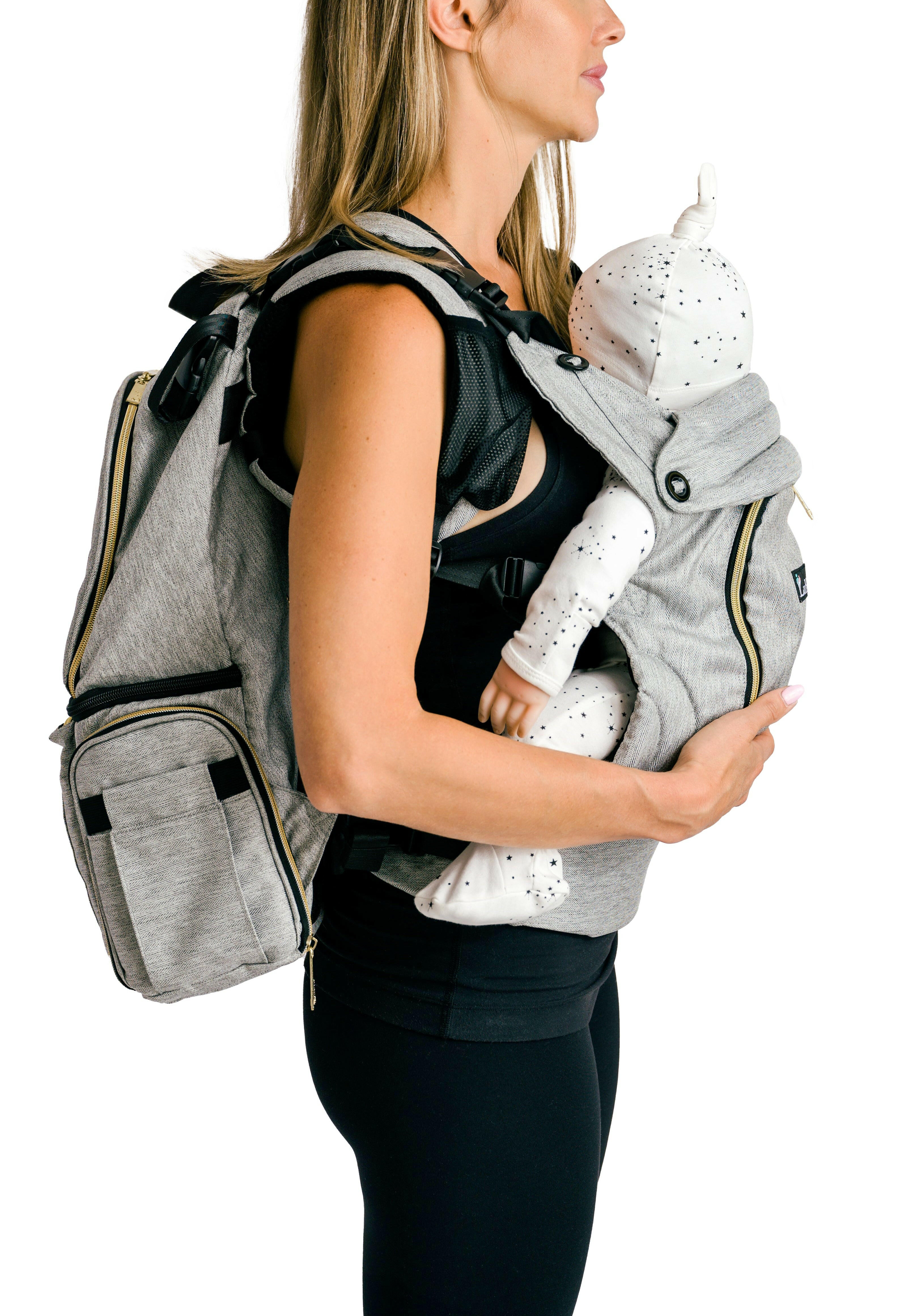 Lublu Baby Hugbag Bundle Backpack, Baby Carrier, Diaper Bag, Diaper Changing Pad.