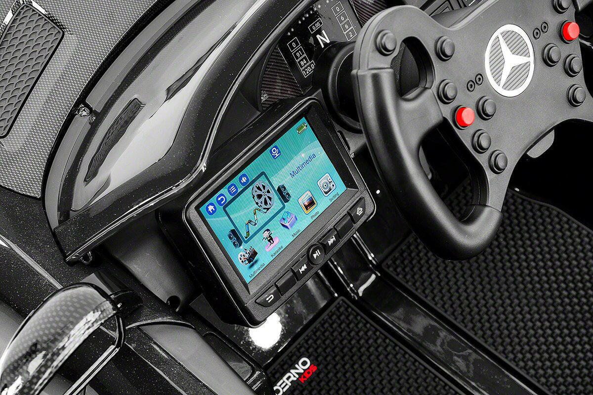 Mercedes Kids 12V GT AMG Ride-On Car Parental Remote, MP3, Leather Seats, LED Lights - Kids Eye Candy