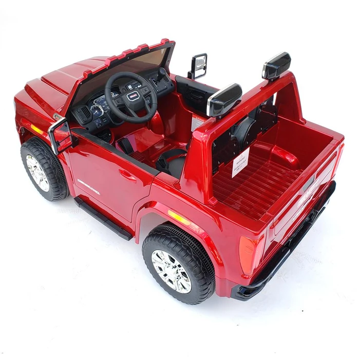 12V Licensed GMC Ride-On Truck 2-Seater with Parental Remote, MP3, Leather Seats - Kids Eye Candy