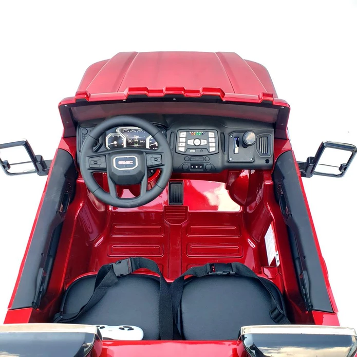 12V Licensed GMC Ride-On Truck 2-Seater with Parental Remote, MP3, Leather Seats - Kids Eye Candy