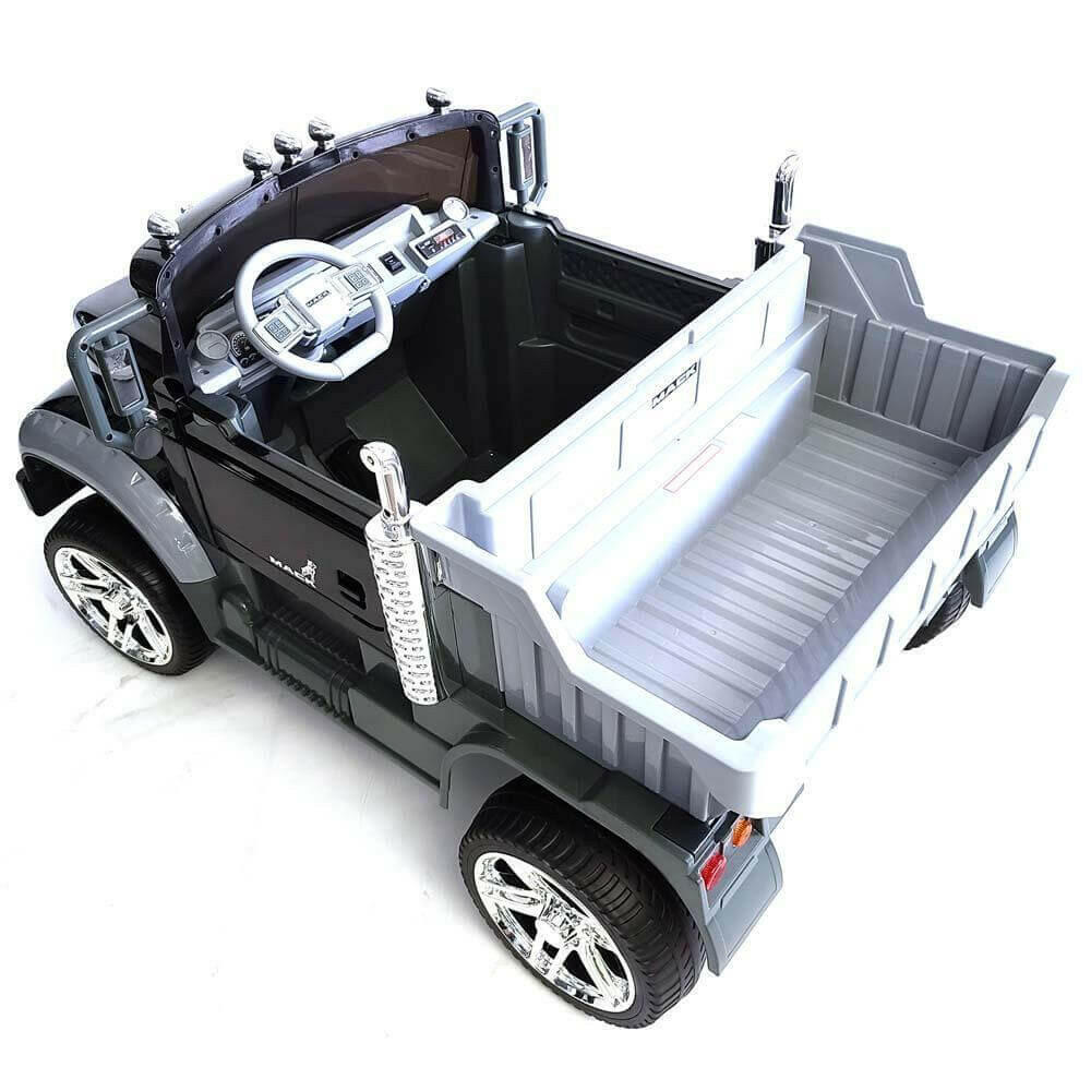 12V Licensed Mack Ride-On Truck Two-Seater with Parental Remote, LED Lights, MP3, Leather Seats - Kids Eye Candy