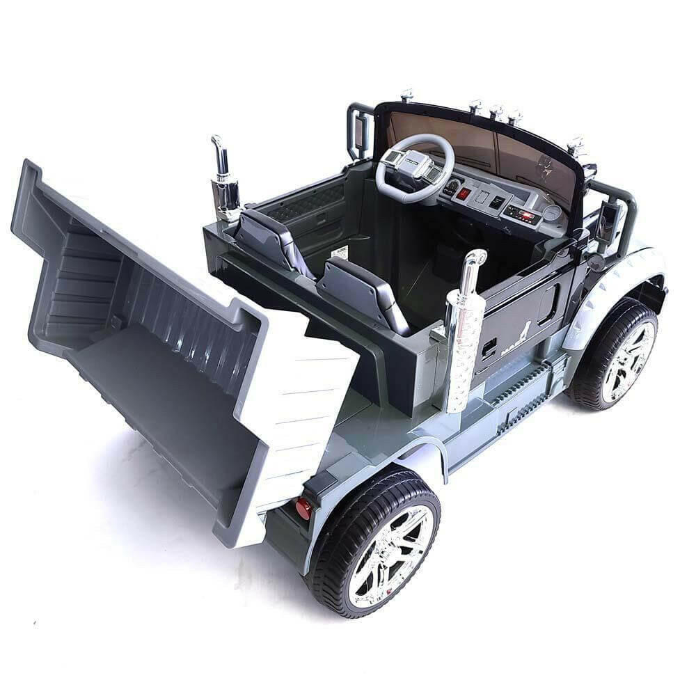 12V Licensed Mack Ride-On Truck Two-Seater with Parental Remote, LED Lights, MP3, Leather Seats - Kids Eye Candy