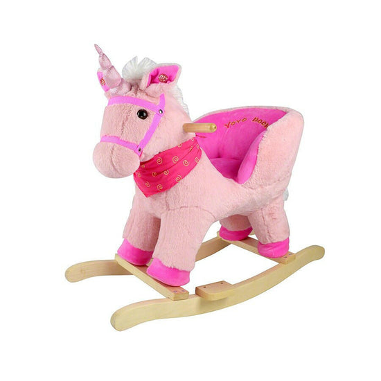 Plush Furry Animal Purple Unicorn Ride-On Rocking Toy - Kids Eye Candy 