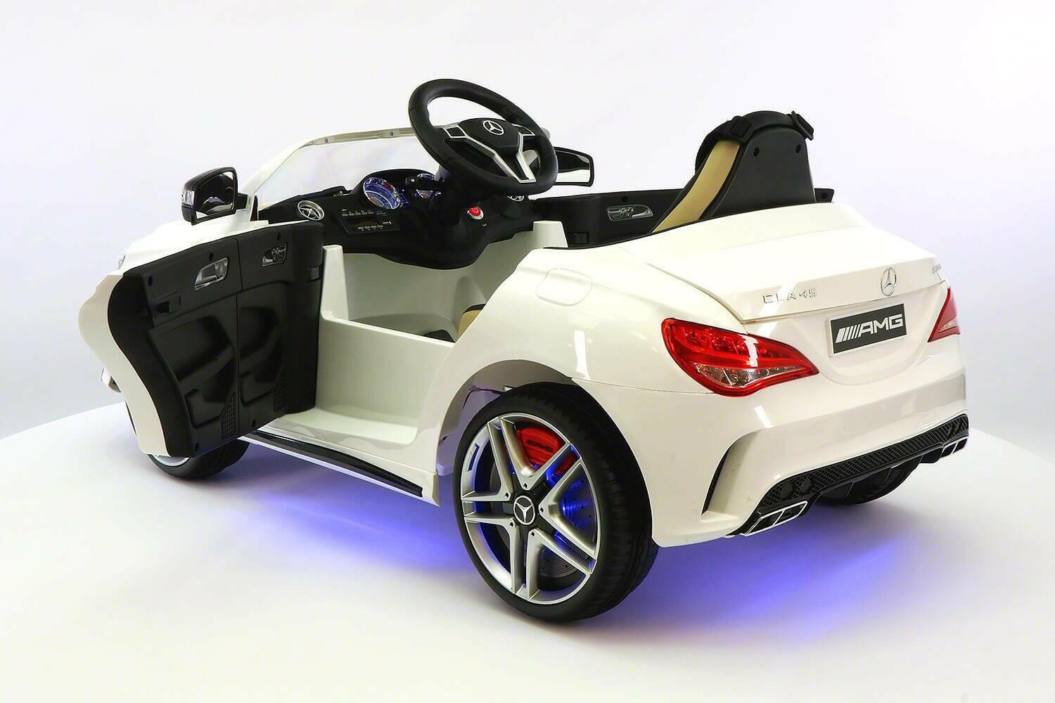 Mercedes Kids 12V CLA45 Ride-On Car Parental Remote, MP3, Leather Seats, LED - Kids Eye Candy