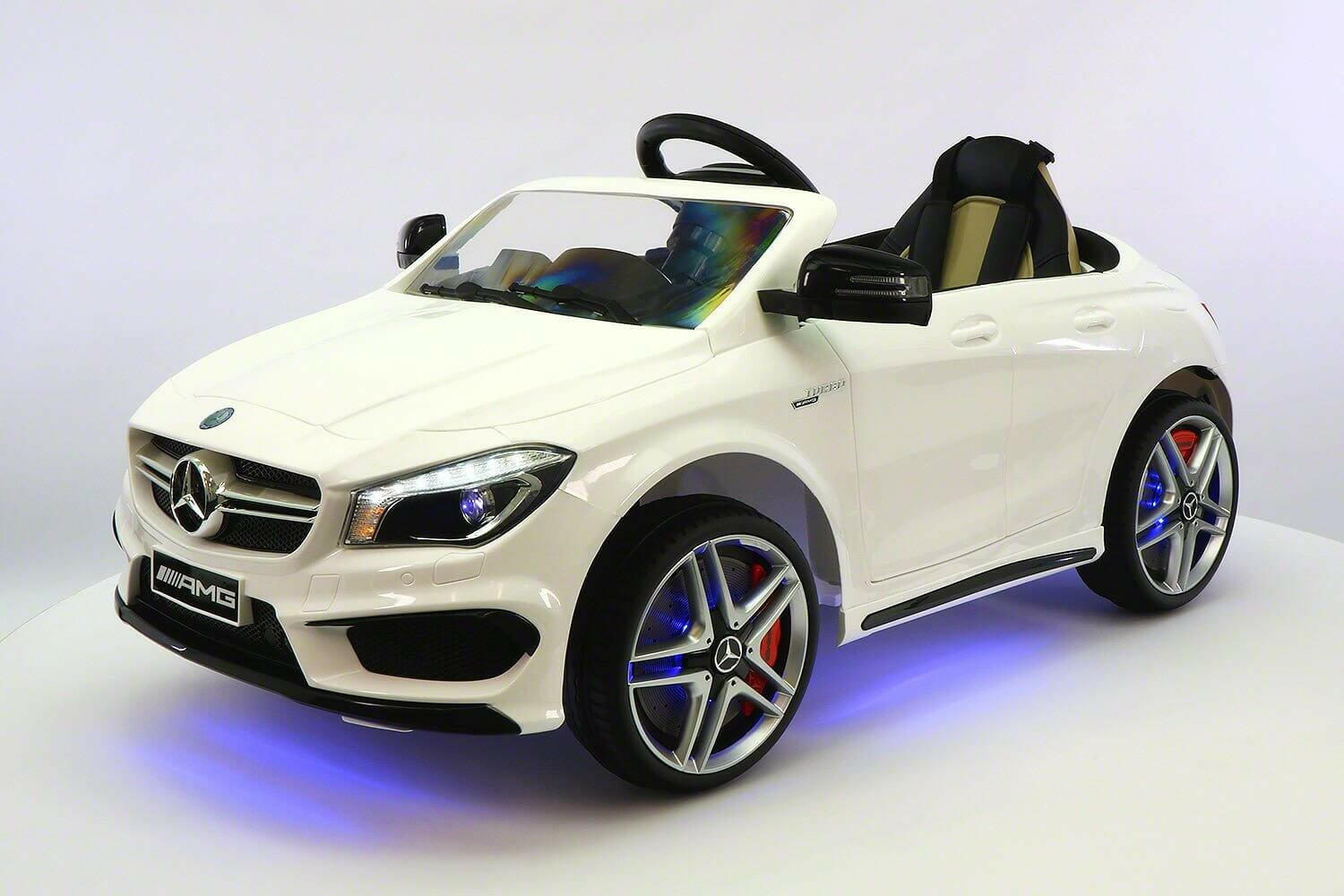 Mercedes Kids 12V CLA45 Ride-On Car Parental Remote, MP3, Leather Seats, LED - Kids Eye Candy
