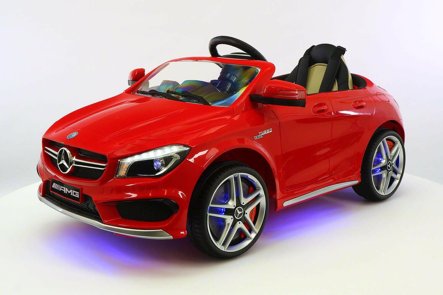 Mercedes Kids 12V CLA45 Ride-On Car Parental Remote, MP3, Leather Seats, LED - Kids Eye Candy