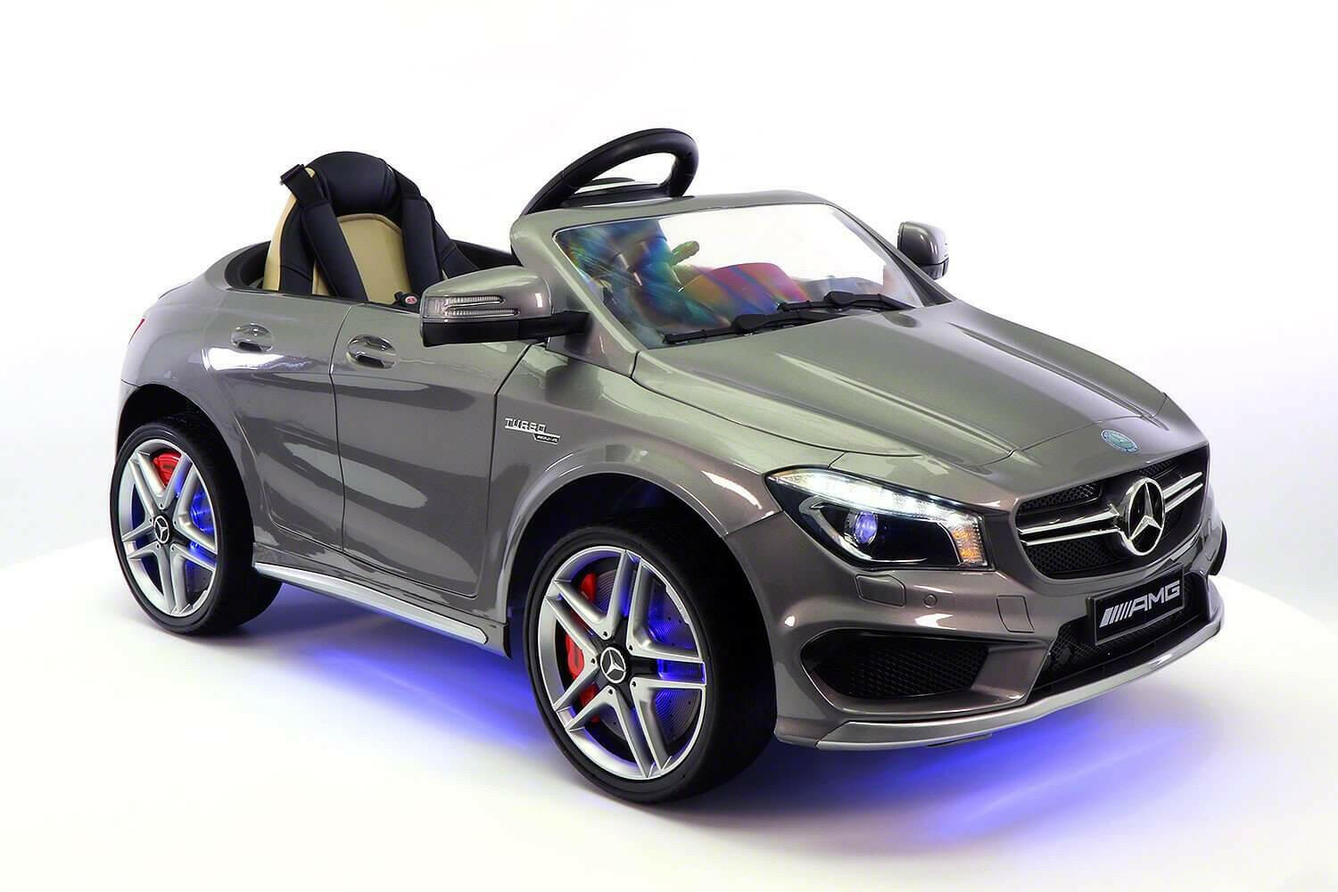 Mercedes Kids 12V CLA45 Ride-On Car Parental Remote, MP3, Leather Seats, LED - Kids Eye Candy