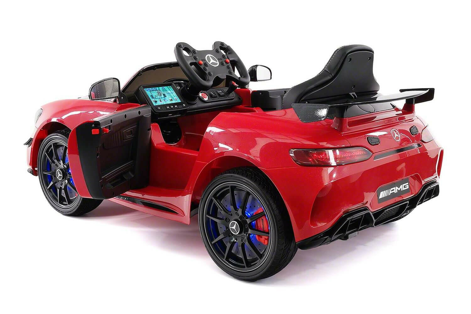 Mercedes Kids 12V GT AMG Ride-On Car Parental Remote, MP3, Leather Seats, LED Lights - Kids Eye Candy