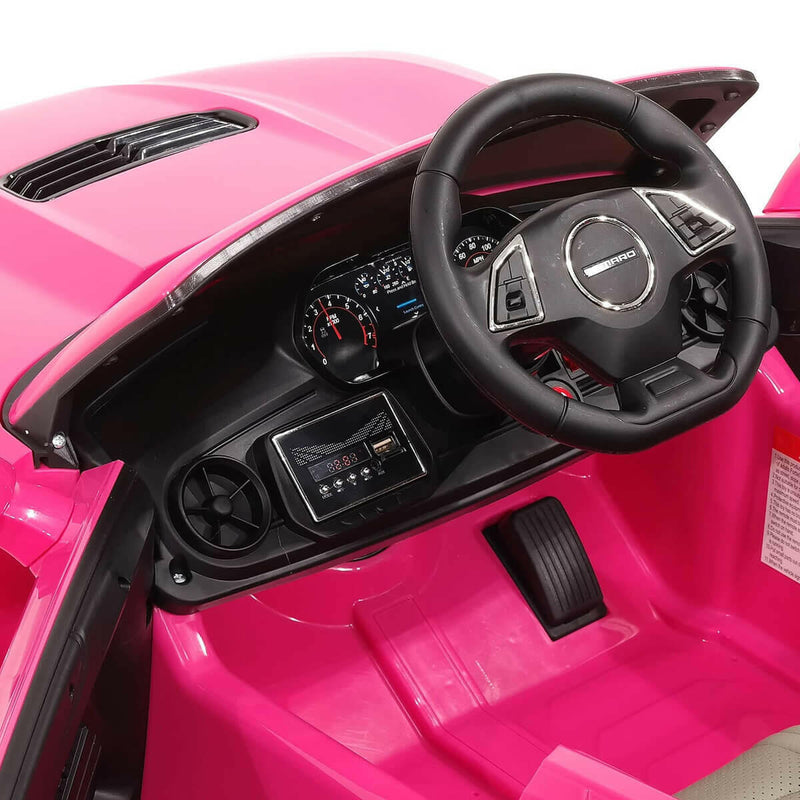 Chevrolet Camaro 12V Ride-On Car R/C Parental Remote Leather Seats LED Lights.