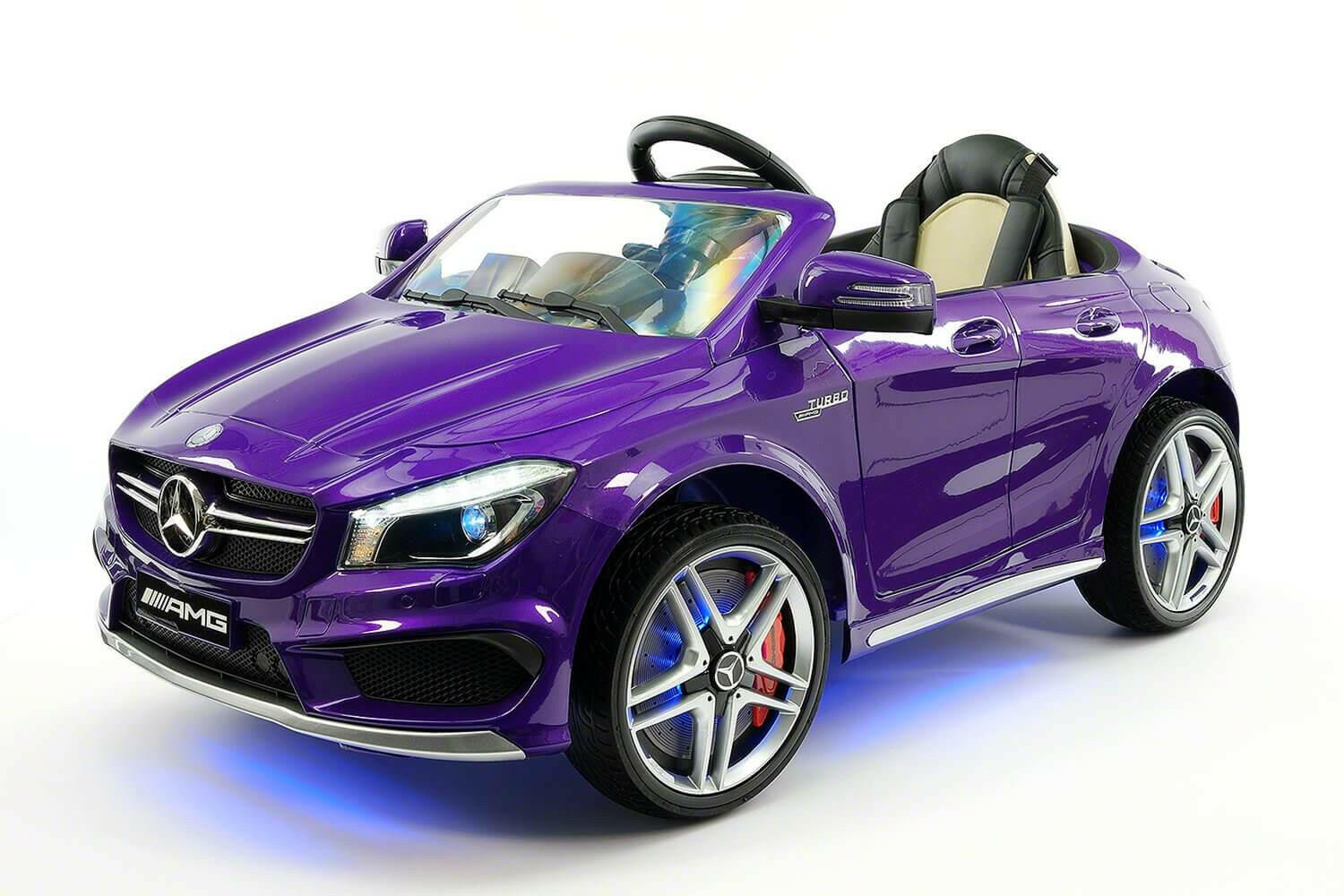 Mercedes Kids 12V CLA45 Ride-On Car Parental Remote, MP3, Leather Seats, LED - Kids Eye Candy