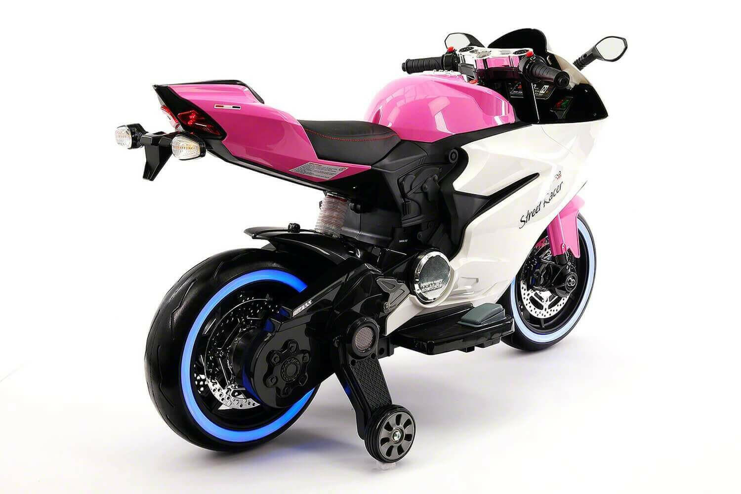 Motorcycle 12V Kids Ride-On LED Lights, MP3, AUX, Training Wheels - Kids Eye Candy