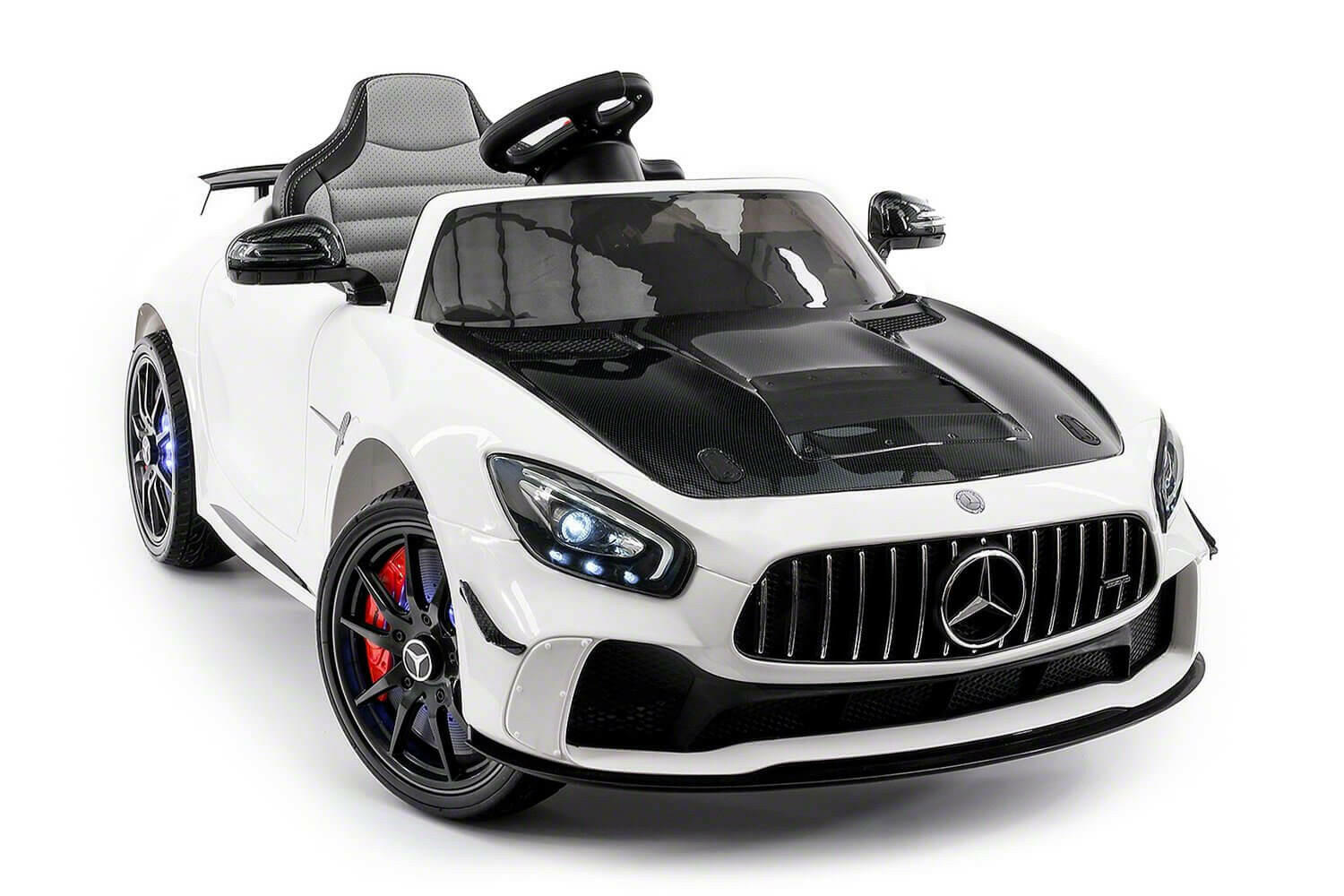 Mercedes Kids 12V GT AMG Ride-On Car Parental Remote, MP3, Leather Seats, LED Lights - Kids Eye Candy