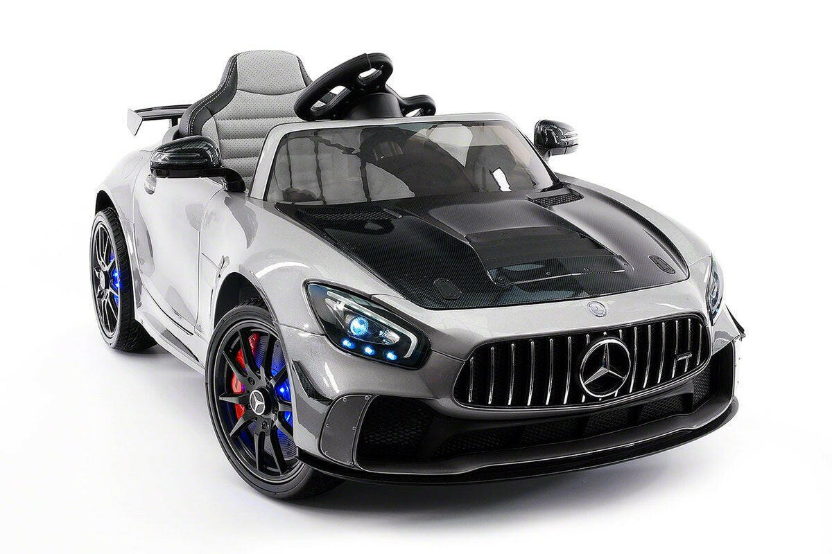 Mercedes Kids 12V GT AMG Ride-On Car Parental Remote, MP3, Leather Seats, LED Lights - Kids Eye Candy