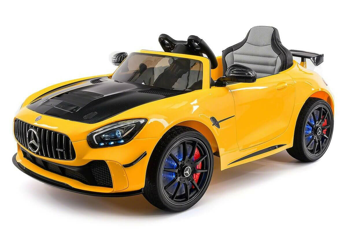 Mercedes Kids 12V GT AMG Ride-On Car Parental Remote, MP3, Leather Seats, LED Lights - Kids Eye Candy