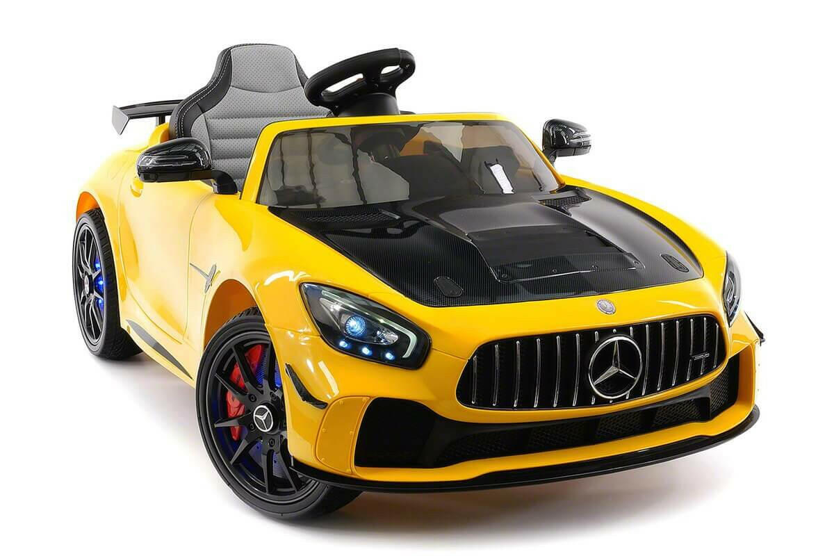 Mercedes Kids 12V GT AMG Ride-On Car Parental Remote, MP3, Leather Seats, LED Lights - Kids Eye Candy