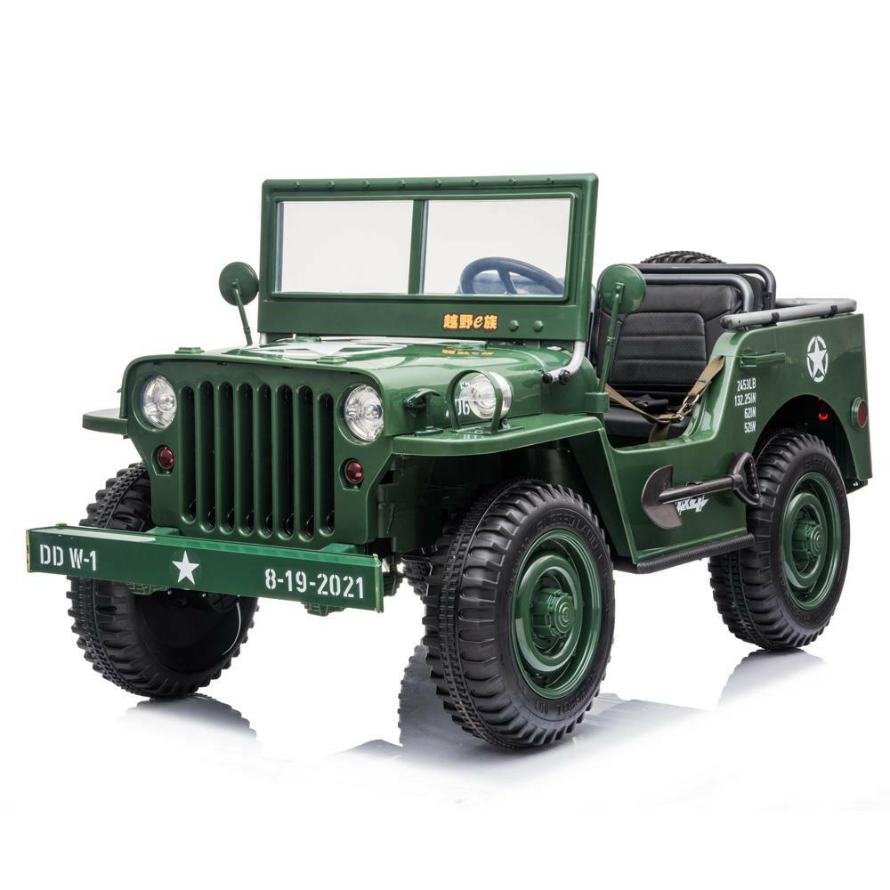 Ride On Kids Electric 24V Military Car EVA Rubber Wheels 3 Seats 2.4G Remote Control - Kids Eye Candy 