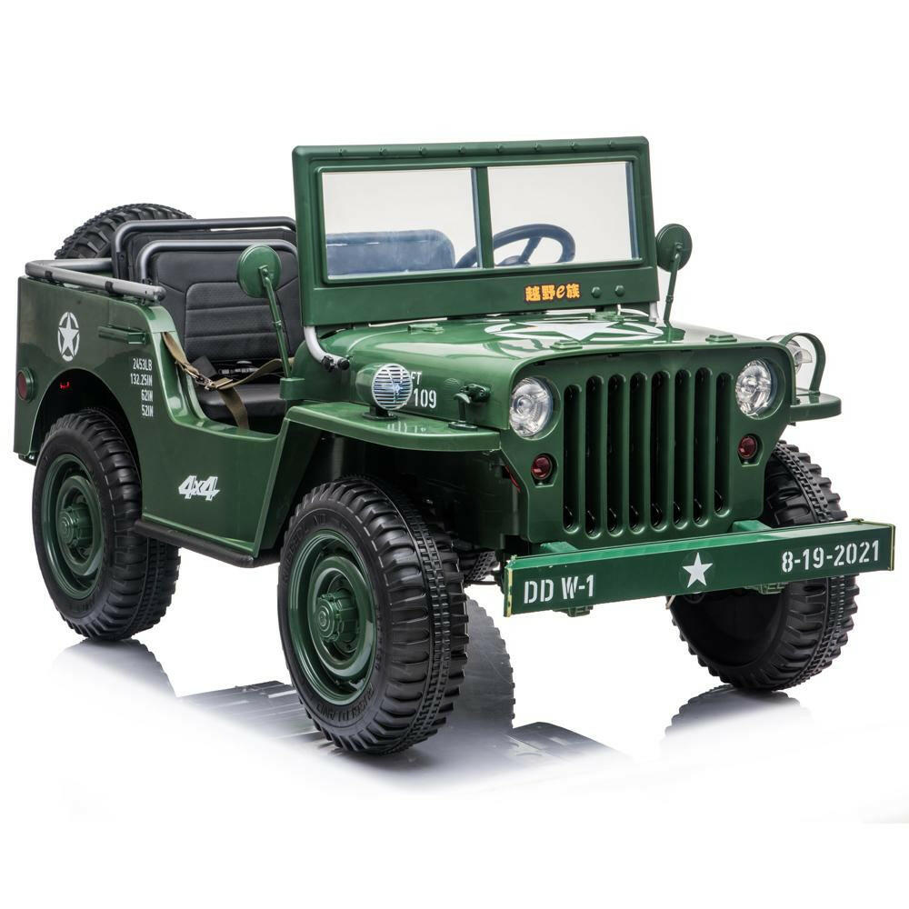 Ride On Kids Electric 24V Military Car EVA Rubber Wheels 3 Seats 2.4G Remote Control - Kids Eye Candy 