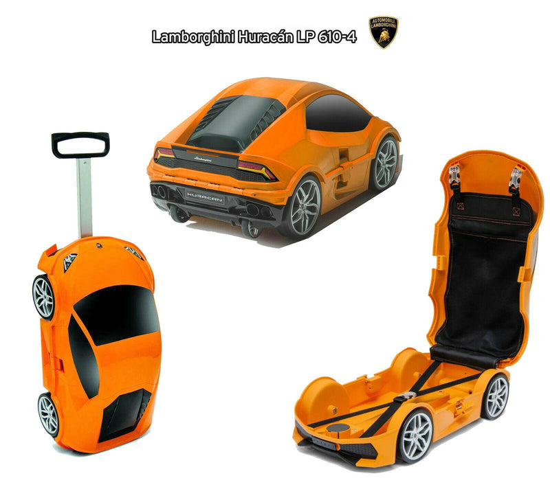 Lamborghini Huracan Kids Carry-On Luggage - Green - Kids Eye Candy - Retractable Handles - Durable & Lightweight - Ages 2-5