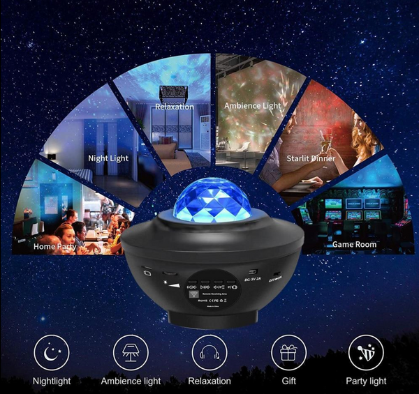 Galaxy Starlight Projector Bluetooth Audio Night Light For Bedroom LED 360 Remote Control - Kids Eye Candy 