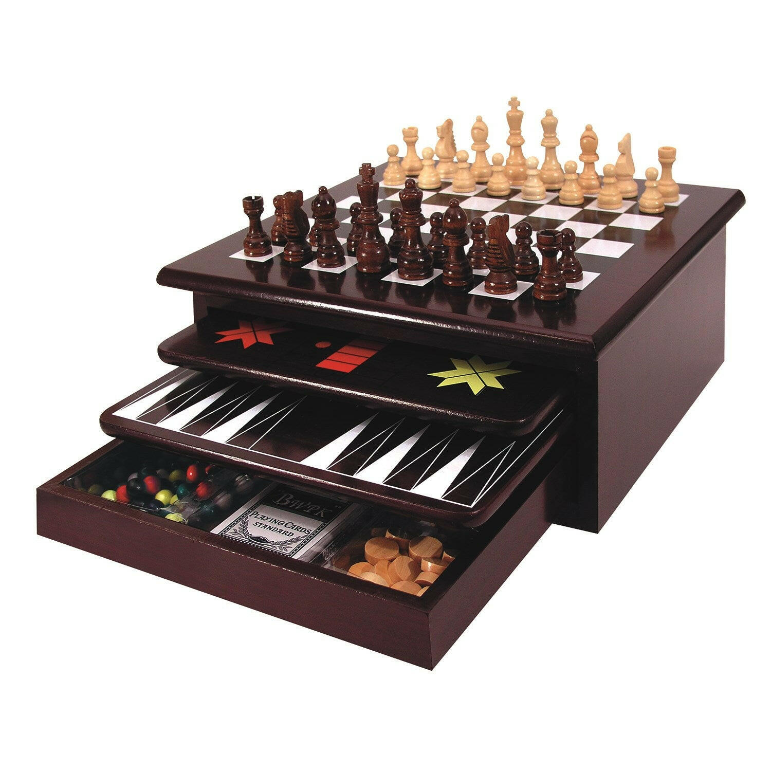 Wooden 15-in-1 Game Center.
