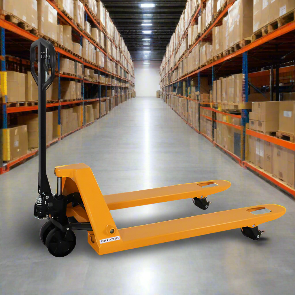 Apollolift-hand-pallet-jacks-27inches-x-48inches-forks-5500-lbs-capacity-nylon-wheel.png ApolloLift A-1007 Manual Hydraulic Pallet Jack – 5,500 lb Capacity, 48″×27″ Forks Nylon Wheel - Image 1