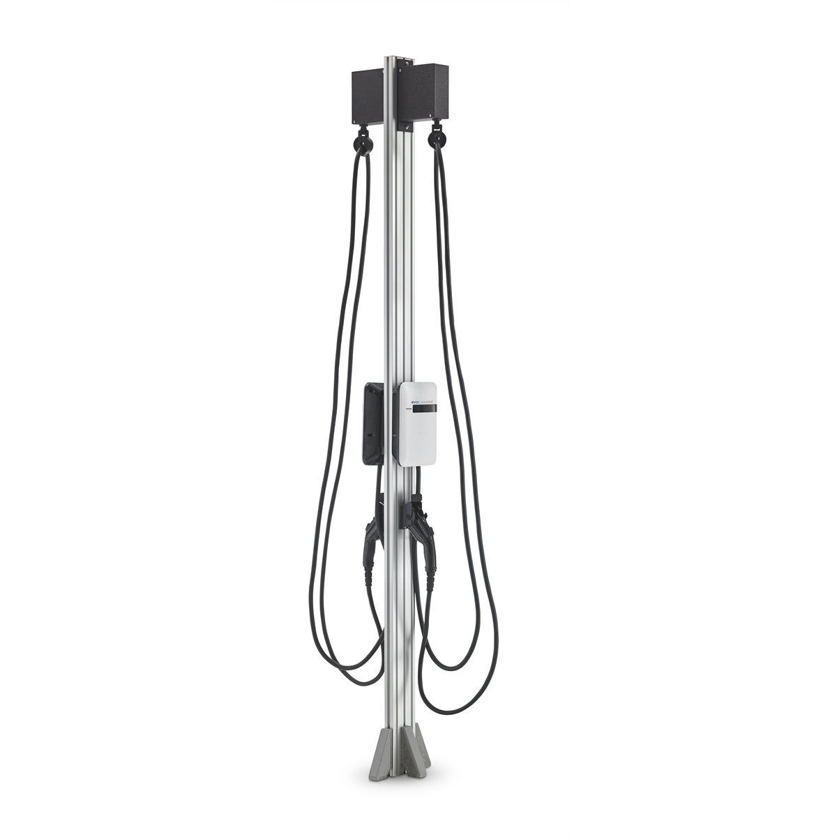 EVoCharge-EVSE-dual-port-pedestal-mount-electric-vehicle-charging-stations-with-8ft-pedestal-25ft-cables-_-retractors-EVOEVC3AA0B1A1B4.png EVoCharge EVSE Dual Port EV Charging Station EVOEVC3AA0B1A1B4 – Level 2 Charger with 8’ Pedestal, 25’ Cables & Retractors - Image 1