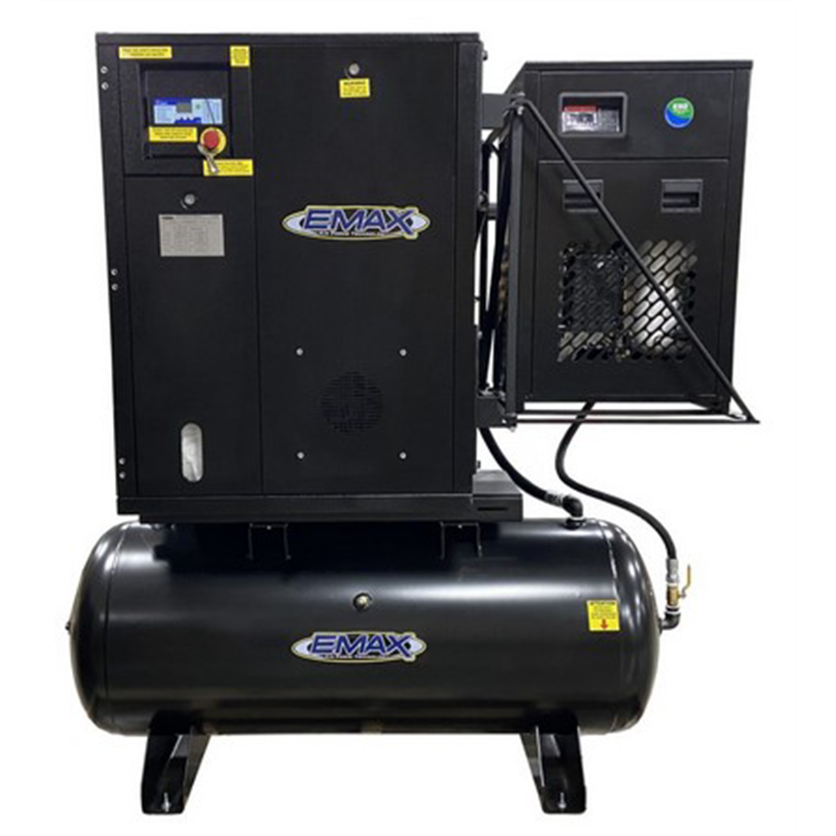 Emax-compressor-5HP-3PH-industrial-rotary-screw-compressor-80gal-tank-mount-with-air-dryer-EMXERIK050003.png Emax Compressor 5HP 3PH Industrial Rotary Screw Compressor-80 Gal Tank Mount w/Air Dryer EMXERIK050003 - Image 1