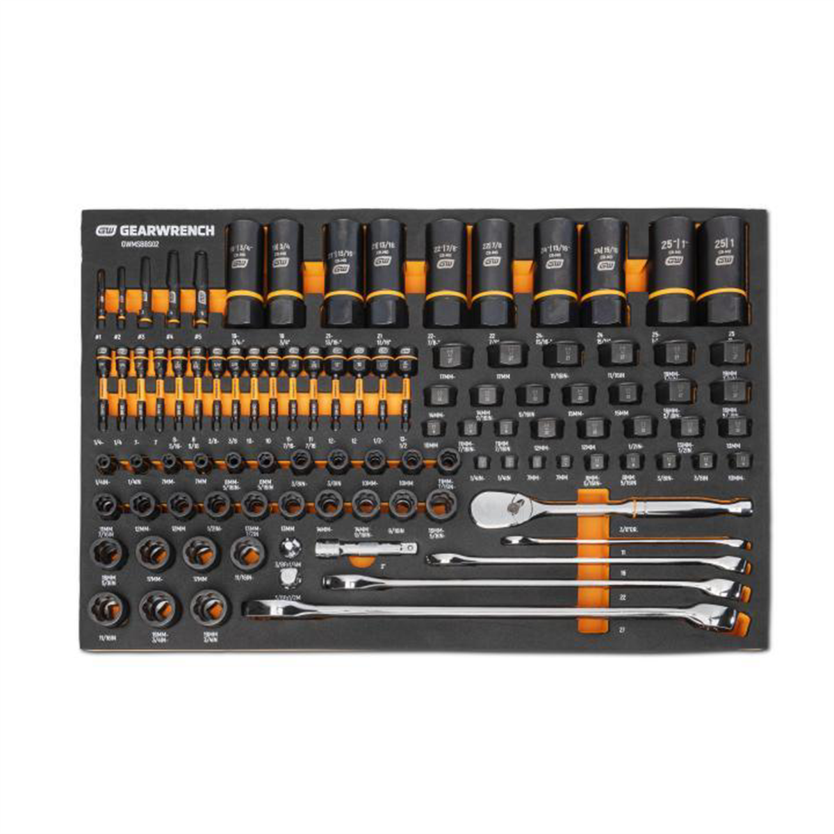 GearWrench-97-piece-1-4inch-3-8inch-1-2inch-drive-bolt-biter_-mechanics-tool-set-in-foam-storage-tray-KDTGWMSBBS02.png GearWrench 97-Piece Bolt Biter Mechanics Tool Set SAE & Metric in Foam Tray KDTGWMSBBS02 - Image 1