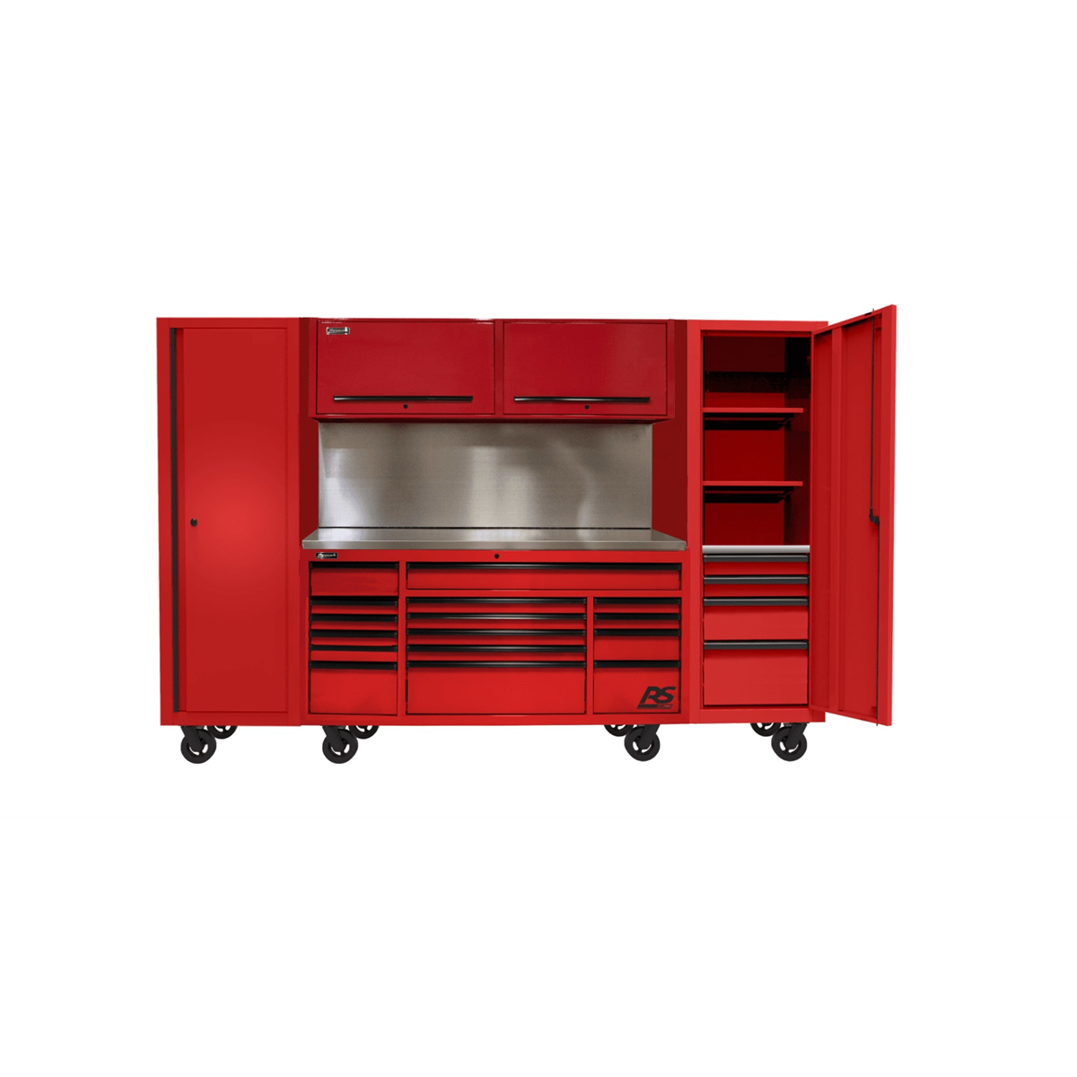Hhomak-manufacturing-120in-RS-PRO-CTS-roller-cabinet-_-side-lockers-combo-with-with-toolboard-backsplash-red-HOMRDCTS12002.png Homak Manufacturing 120? RS PRO CTS Roller Cabinet & Side Lockers Combo with Toolboard Backsplash - Red HOMRDCTS12002 - Image 1
