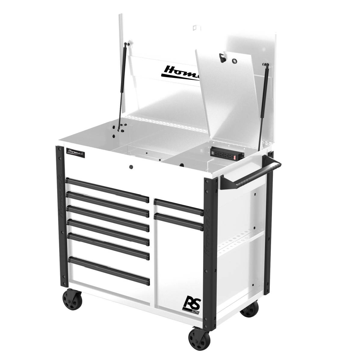 Homak-Manufacturing-44-in-RS-Pro-8-Drawer-Flip-Top-Power-Service-Cart-White-HOMWH06044080.png Homak Manufacturing 44" RS Pro 8 Drawer Flip Top Power Service Cart- White HOMWH06044080 - Image 1