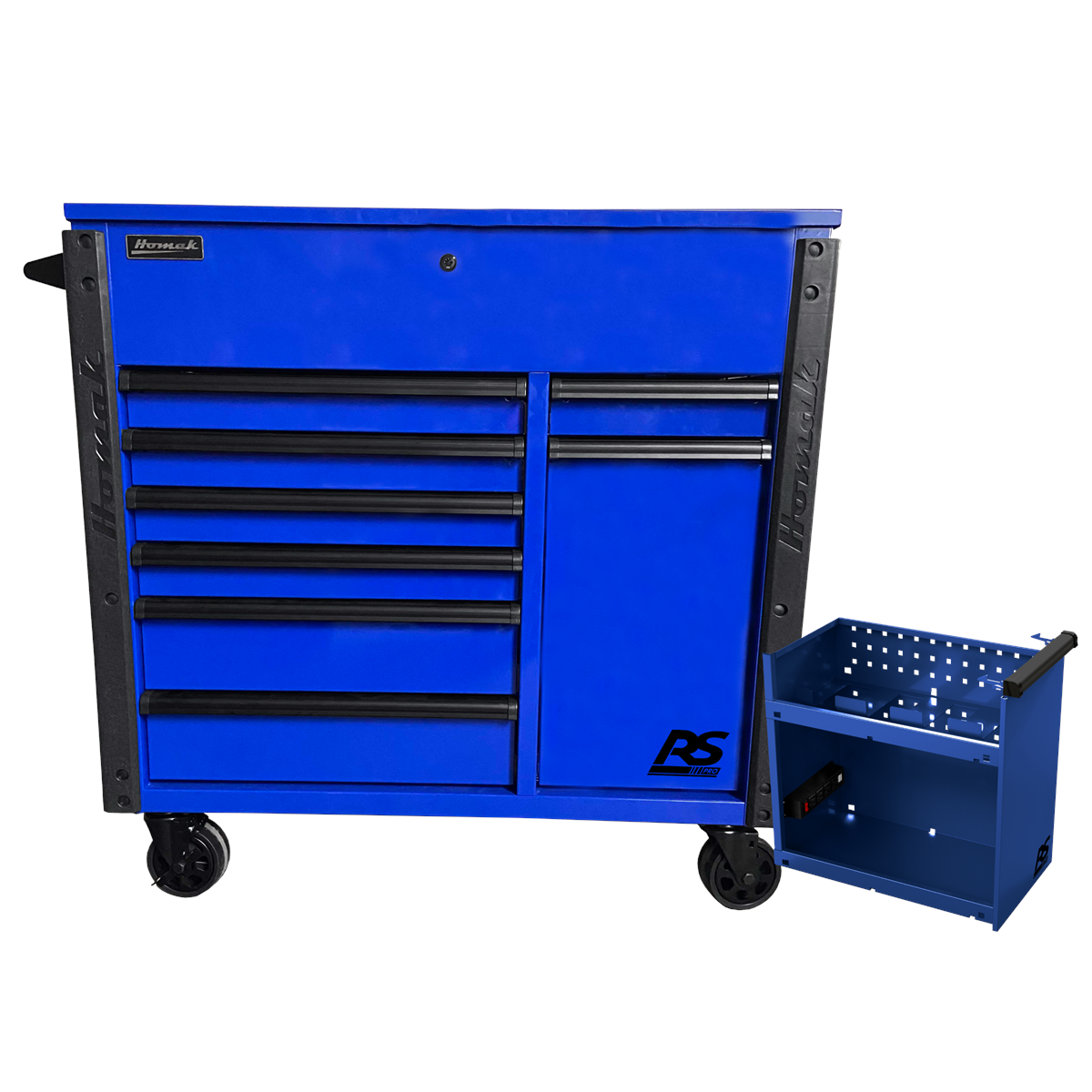Homak-Manufacturing-44in-8-Drawer-Service-Cart-w-Power-Tool-Holder-Drawer-Blue-HOMBL06044080.png Homak Manufacturing 44" 8-Drawer Service Cart w/Power Tool Holder Drawer- Blue HOMBL06044080 - Image 1