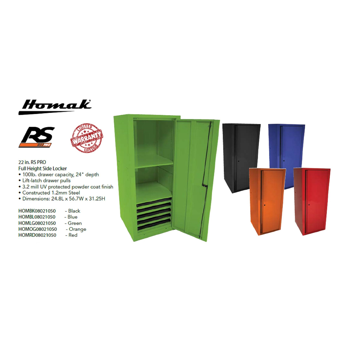 Homak-Manufacturing-RS-PRO-22-in-Full-Height-Side-Locker-Black.png Homak Manufacturing RS PRO 22" Full Height Side Locker, Black HOMBK08021050 - Image 1