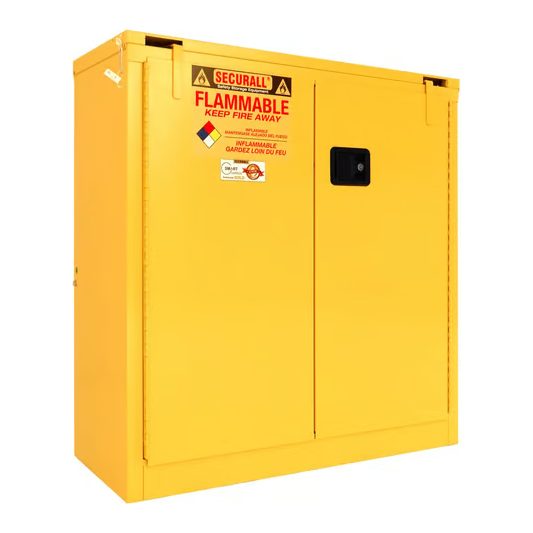 Securall-30-gallon-flammable-storage-cabinet-self-close-self-latch-safe-T-door-A330.png Flammable Liquid Storage Cabinet | 30 Gallon |Safe-T- Door | Self-Close | Self-Latch | Securall - Image 1