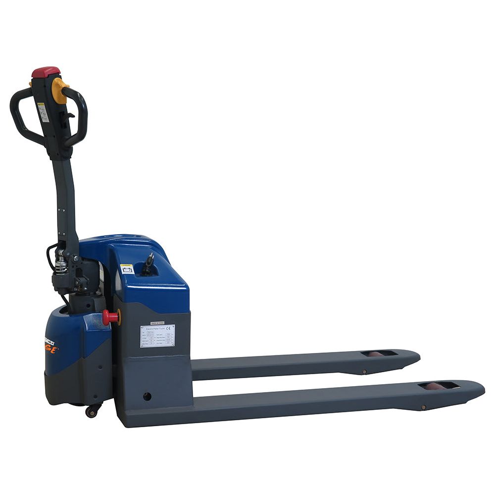 Wesco-industrial-products-27x48inches-ADVANTAGE_-power-semi-electric-pallet-truck_3300lb-capacity-274702.jpg Pallet Truck | Semi-Electric | 27" x 48" | 3,300 lb Capacity | Wesco Industrial Products 274702 - Image 1