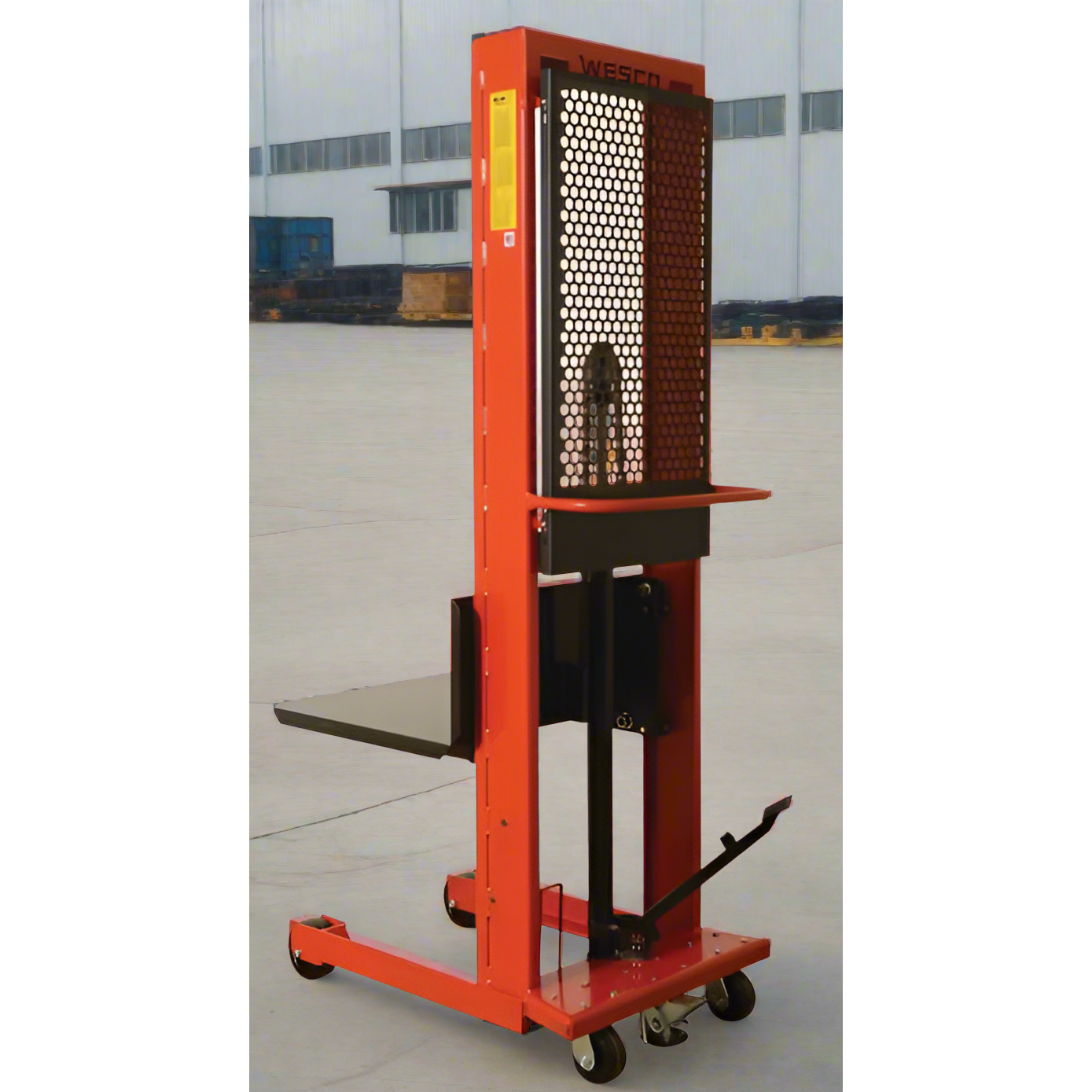 Wesco-industrial-products-platform-model-260032.png Wesco 260032 Standard Platform Hydraulic Stacker – 1,000 lb Capacity, 24″×24″ Platform, 60″ Lift - Image 1