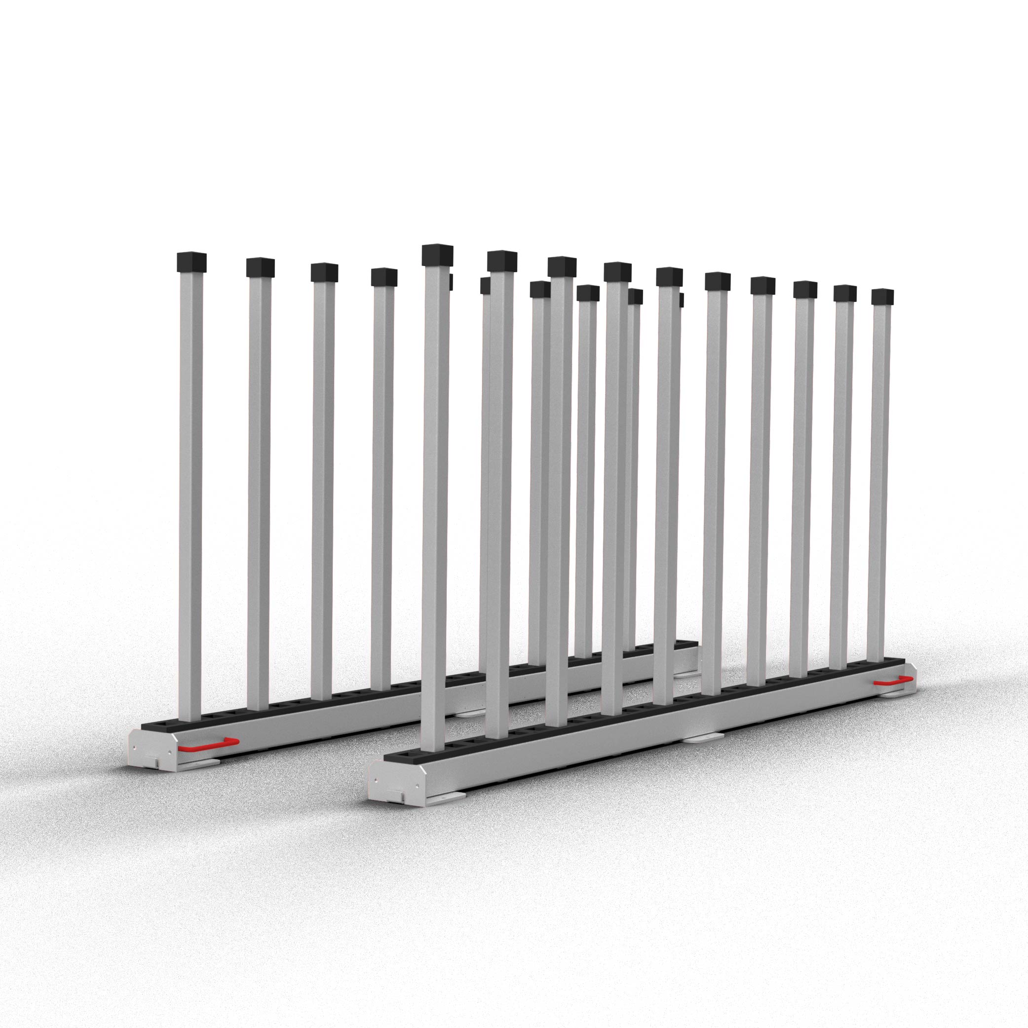abaco-machines-USA-rhino-slab-rack-Rsr010-base-with-black-rubber-poles-without-rubber-lining-black-rubber-cap-include-2-base-and-20-pole.jpg Abaco Rhino Slab Rack RSR010 – Heavy-Duty Stone Slab Storage Rack - Image 1