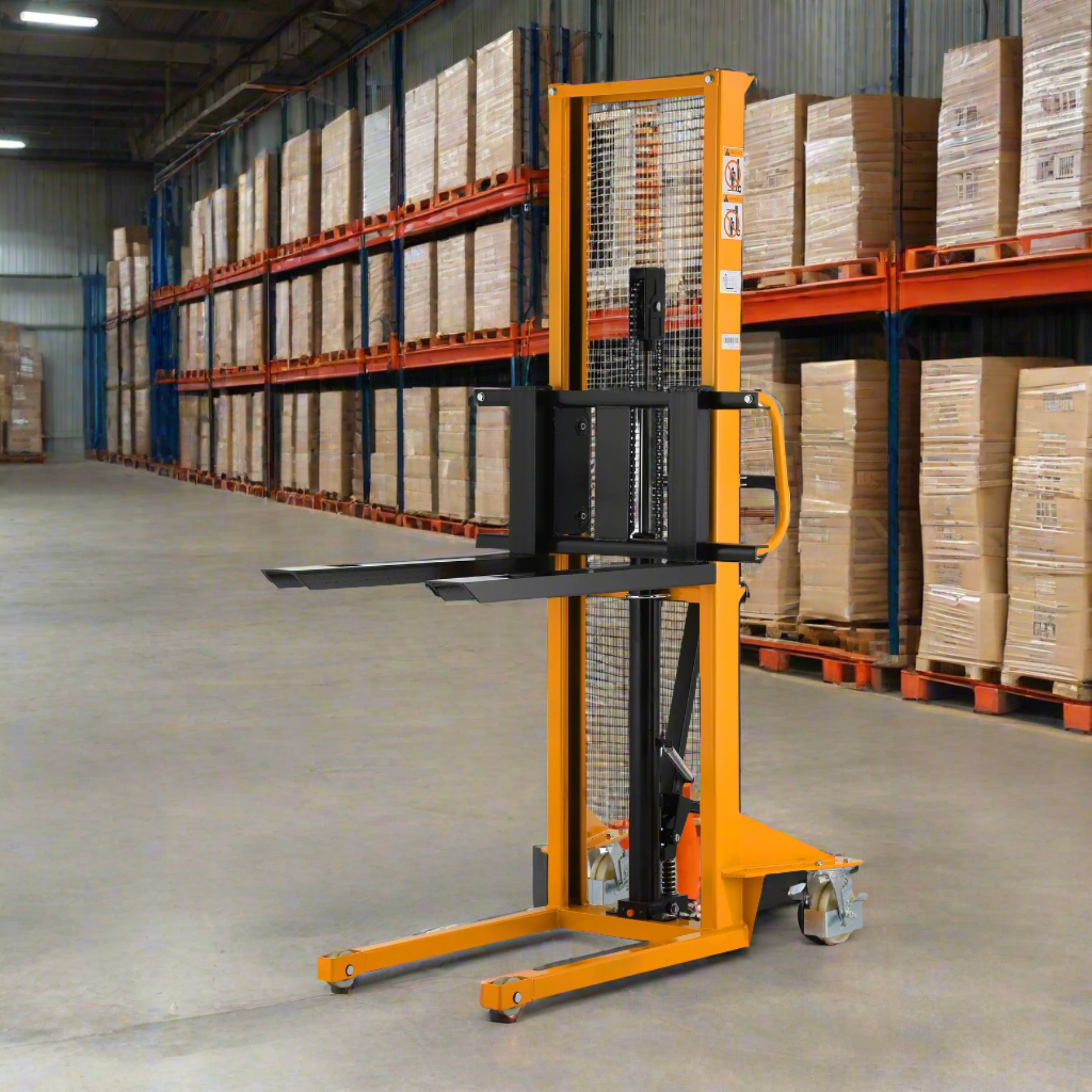 apollo-lift-manual-pallet-stacker-adjustable-forks_2024-06-14T20_35_09.274Z.png Manual Pallet Stacker | 1100 lbs. Capacity | 63'' Lift Height | Apollolift A-3002 - Image 1