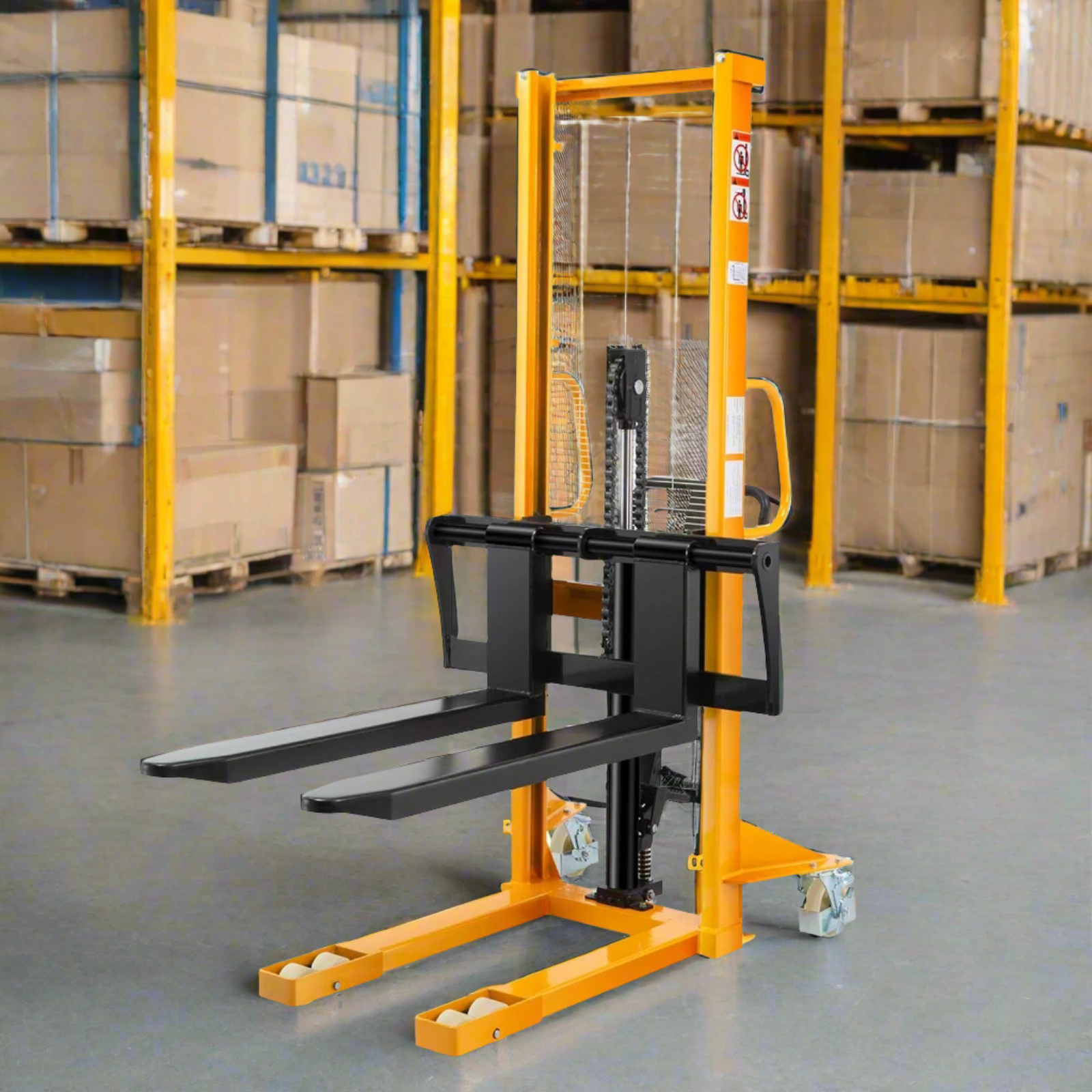 apollo-manual-hydraulic-stacker-pallet-stacker-adjustable-forks-2200lbs-cap-63-lift-height-A-3003-2_2024-06-14T20_38_10.985Z.png Manual Pallet Stacker | Hydraulic | 2200 lbs. Capacity | 63'' Lift Height | Apollolift A-3003 - Image 1
