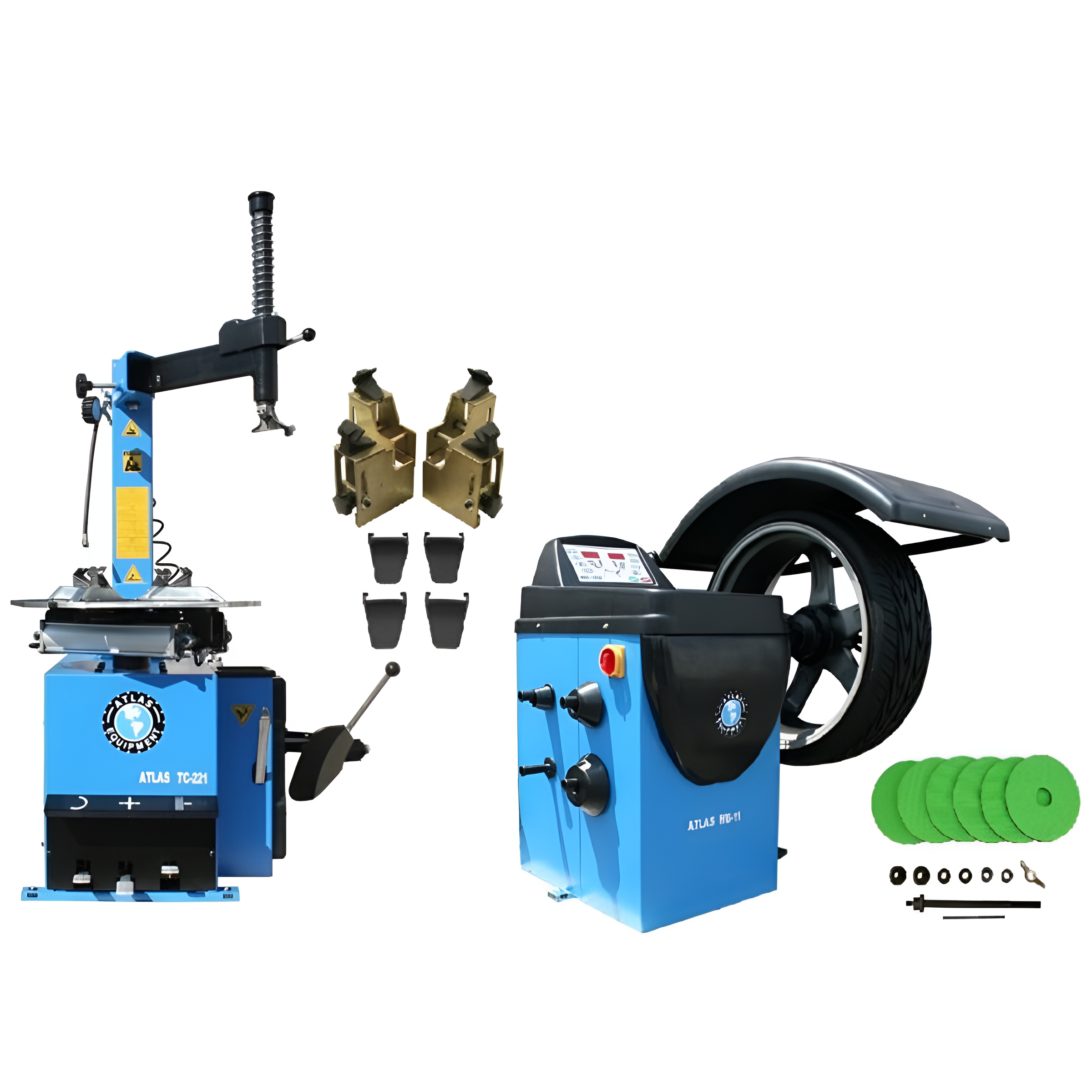 atlas-automotive-equipment-TC221_WB11-motorcycle-combo-TCWB-MC-COMBO1-FPD.png Atlas TC221 Tire Changer + WB11 Wheel Balancer Motorcycle Combo | Professional Motorcycle Tire Service Kit | Model TCWB-MC-COMBO1-FPD - Image 1