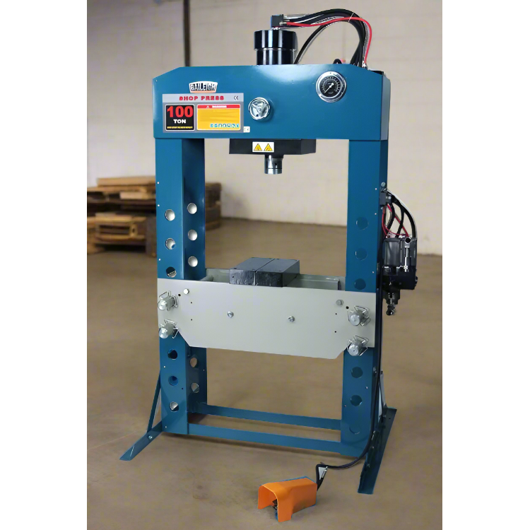 baileigh-industrial-HSP-100A-100-ton-air-hand-operatedH-frame-press-11-3-4-stoke-CE-approved-BA9-1004759_2024-07-19T06_59_59.189Z.png Pneumatic Press | 100 Ton Cap.| Baileigh Industrial BA9-1004759 - Image 1