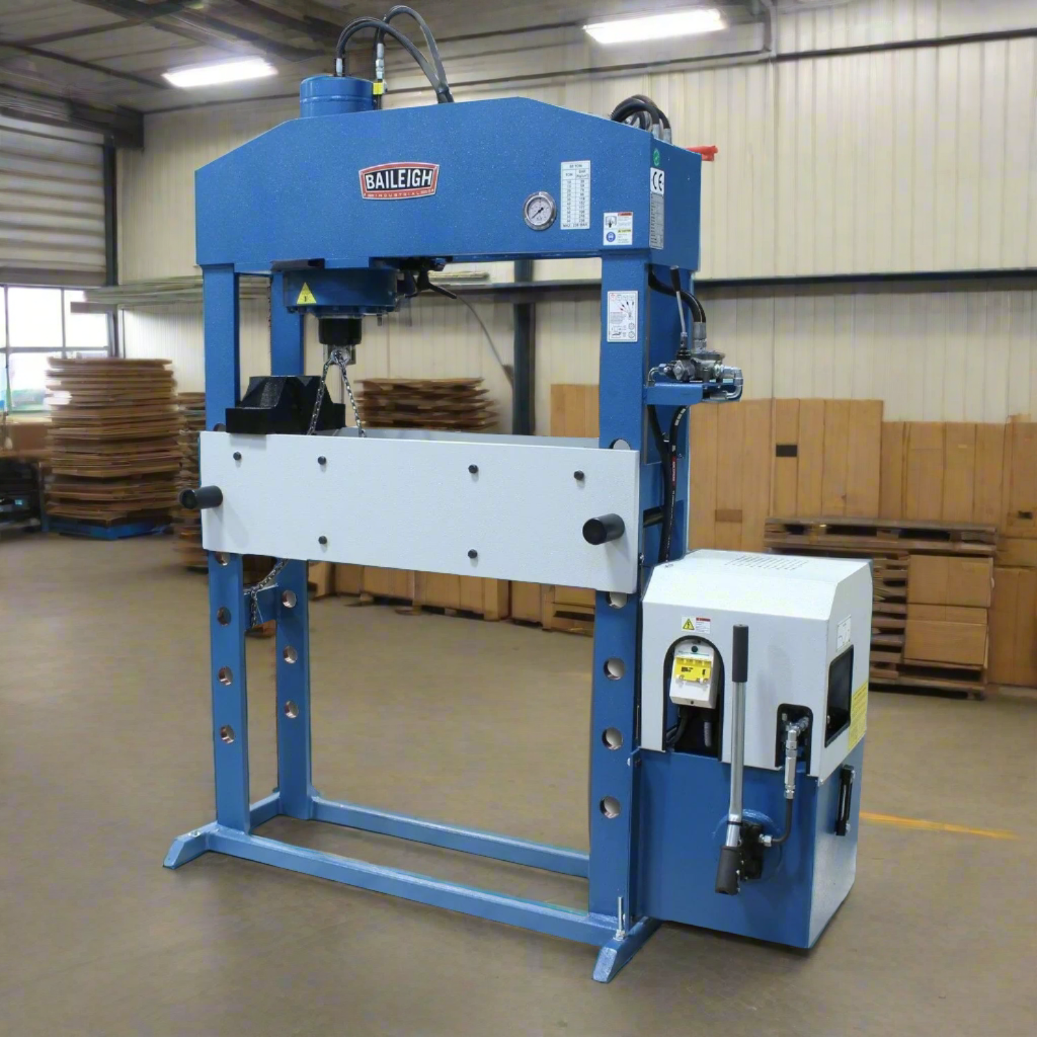 baileigh-industrial-HSP-66M-HD-220V-3Phase-66-ton-hydraulic-H-frame-press-9_2024-07-19T06_41_30.495Z.png Hydraulic Press | 66 Ton Cap.| Baileigh Industrial BA9-1012402 - Image 1