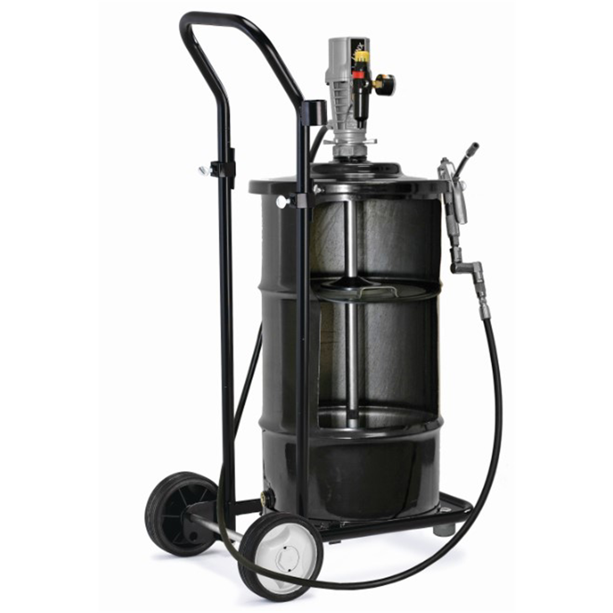 balcrank-50-1-panther-grease-pump-portable-120inch-dolly-W3-inch-whip-1151-026.png Balcrank Lynx 55:1 Grease Pump Package | 120 lb Drum with Dolly Cart - Image 1