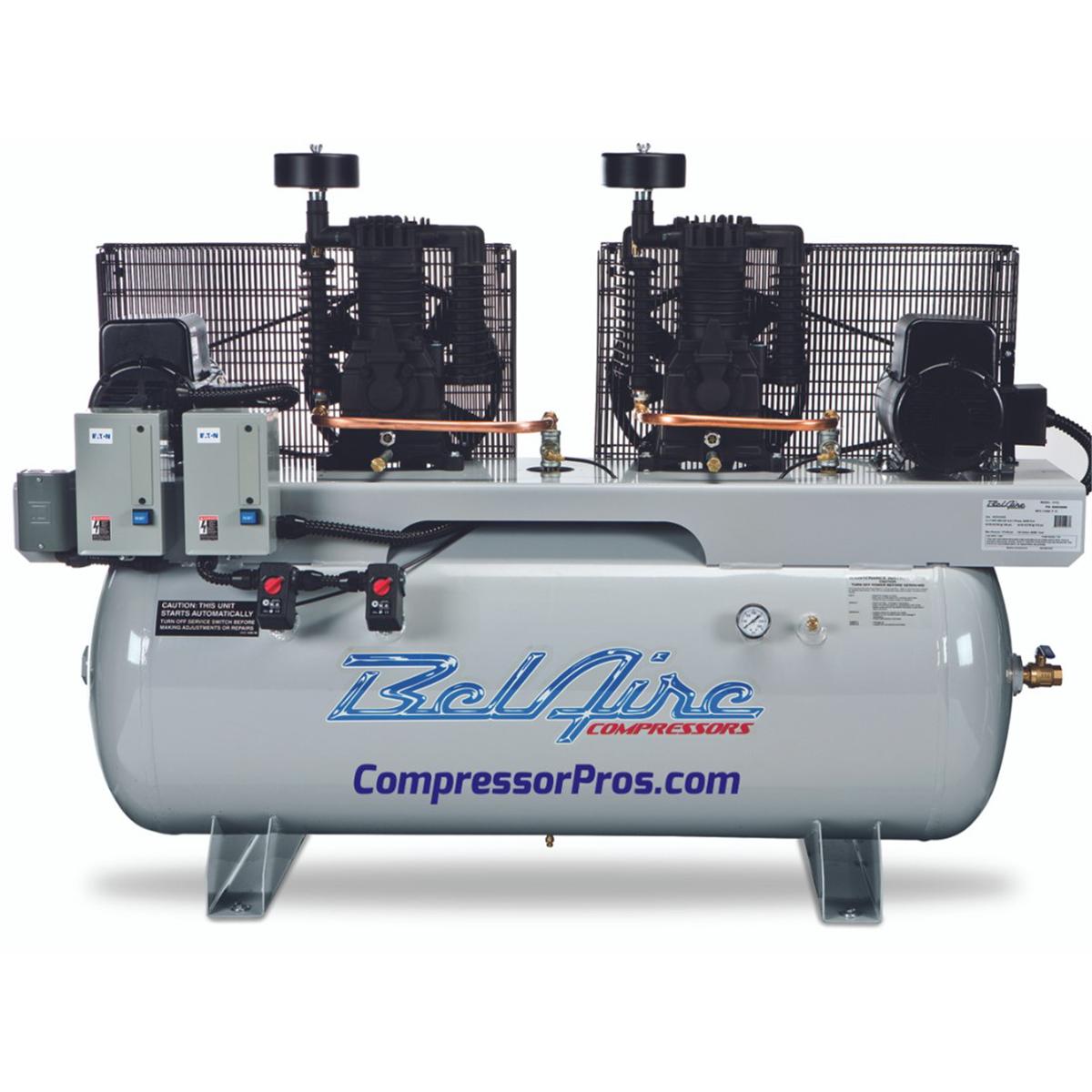 belaire-IMC6320D4-industrial-air-compressor_dual-10HP-460V-3-Phase-200-gallon-horizontal-tank-heavy-duty-shop-compressor.png Belaire Air Compressor Two 10HP 460V 3Phase 200 Gal Horizontal IMC6320D4 - Image 1