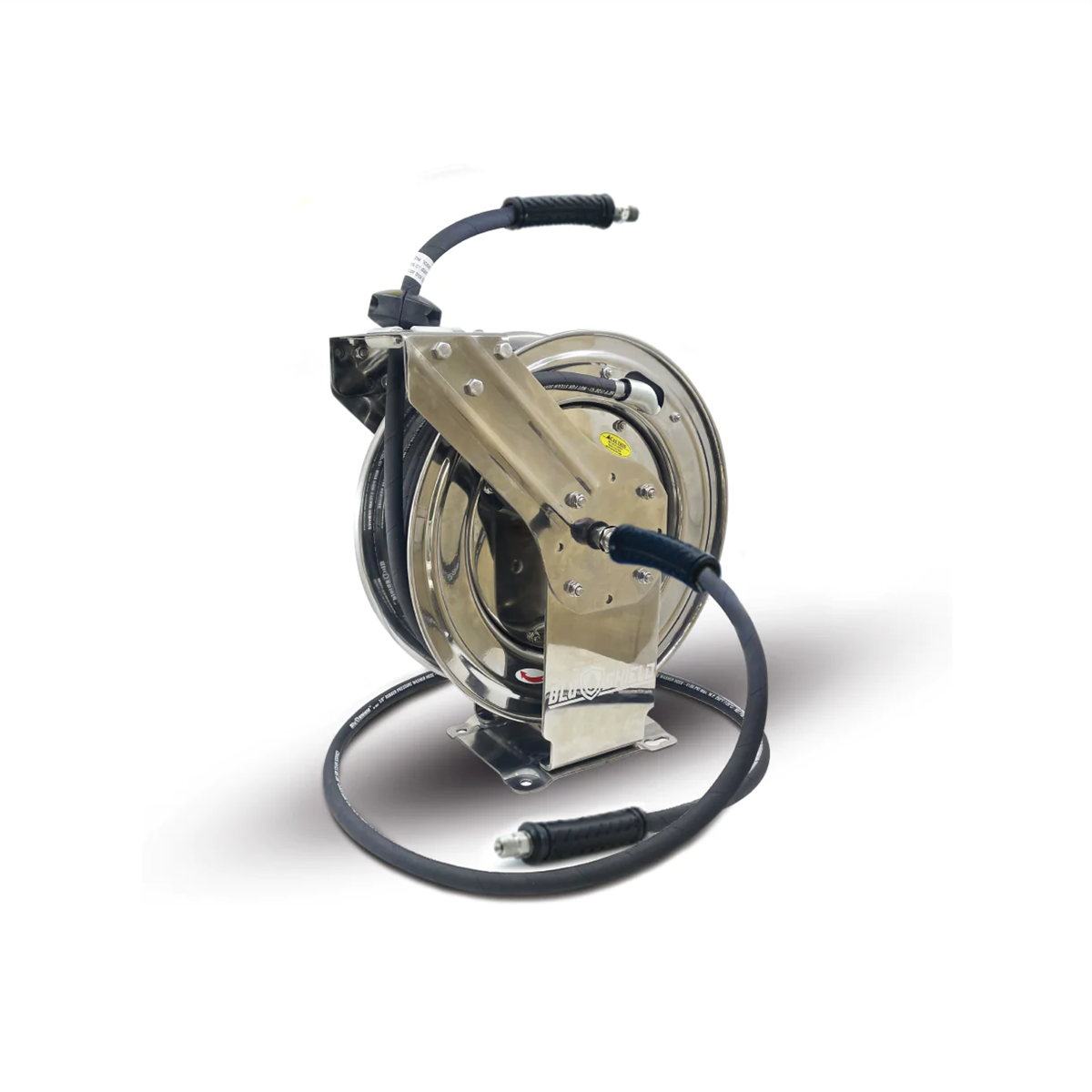 bluebird-bluShield-3-8inches-retractable-stainless-steel-pressure-washer-hose-reel-with-aramid-braided-hose-non-marking-6ft-lead-in-hose-75Ft-BLBPWRSS3875-NM.png BluBird BluShield 3/8" x 75' Stainless Steel Pressure Washer Hose Reel – Aramid Braided Non-Marking Hose w/ 6' Lead-In – BLBPWRSS3875-NM - Image 1
