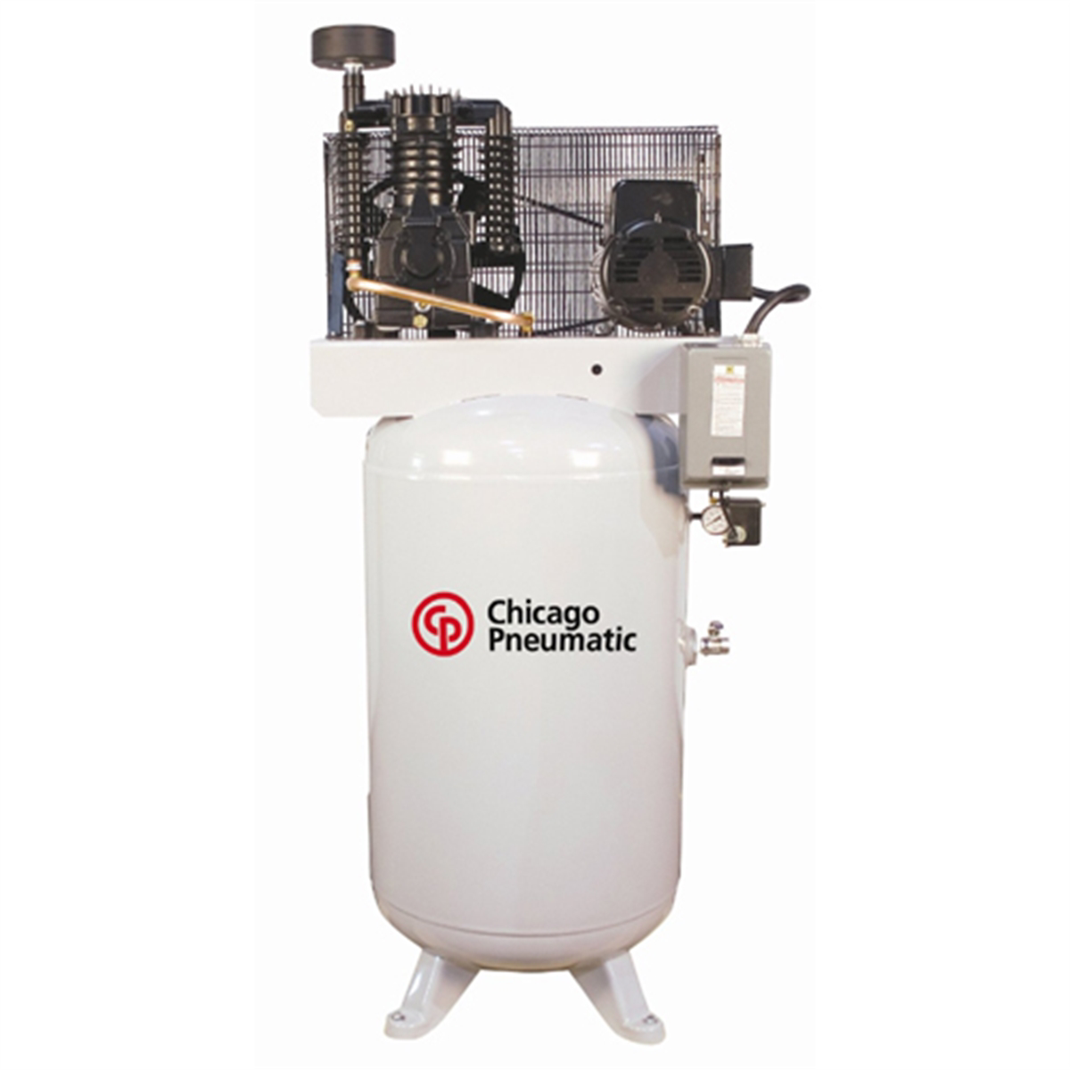 chicago-pneumatic-10HP-3Phase-120Gal-vertical-tank-air-compressor-CPCRCP-10123V.png Chicago Pneumatic 10 HP 3-Phase Vertical Tank Air Compressor – 120 Gallon | CPCRCP-10123V - Image 1