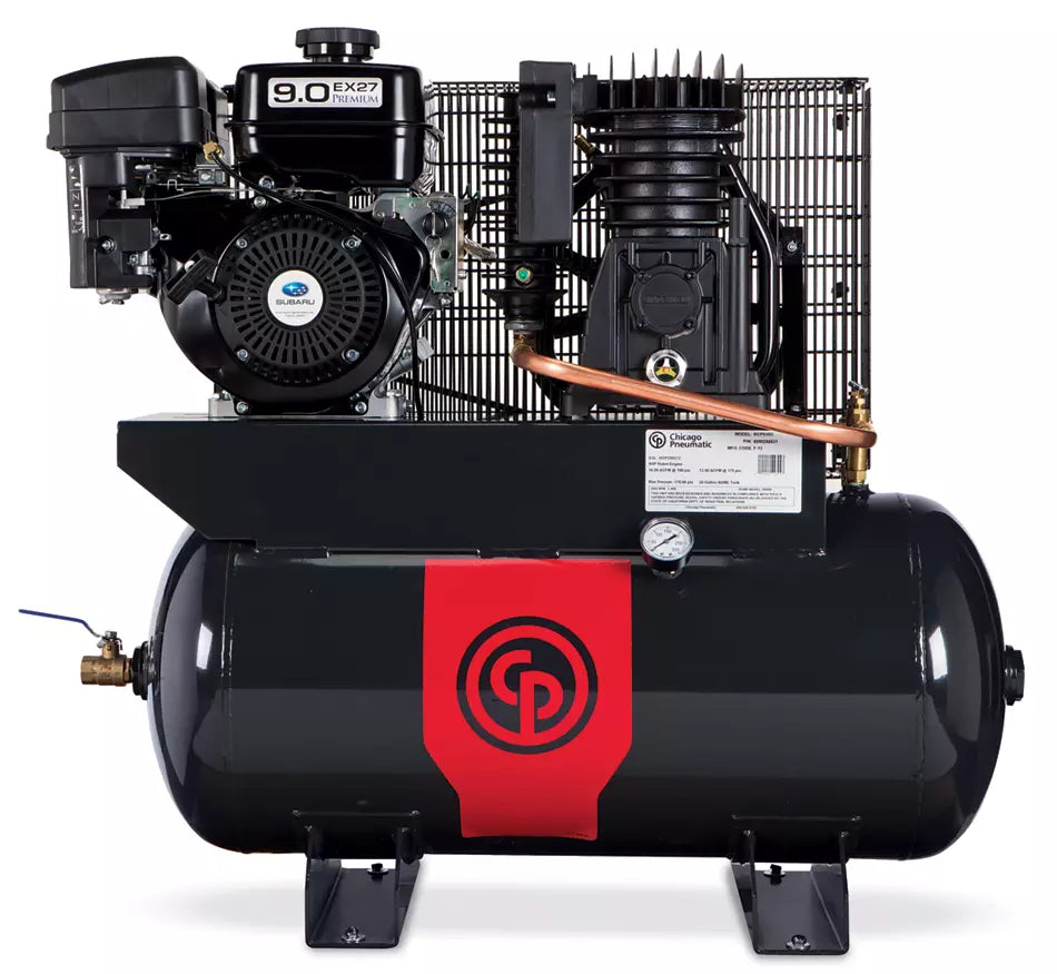 chicago-pneumatic-12-75Hp-kohler-22.4Cfm-30H-gas-CPCRCP-1230GK.jpg Chicago Pneumatic 12.75HP Kohler Gas Air Compressor 30 Gallon Horizontal Tank 22.4 CFM – CPCRCP-1230GK - Image 1