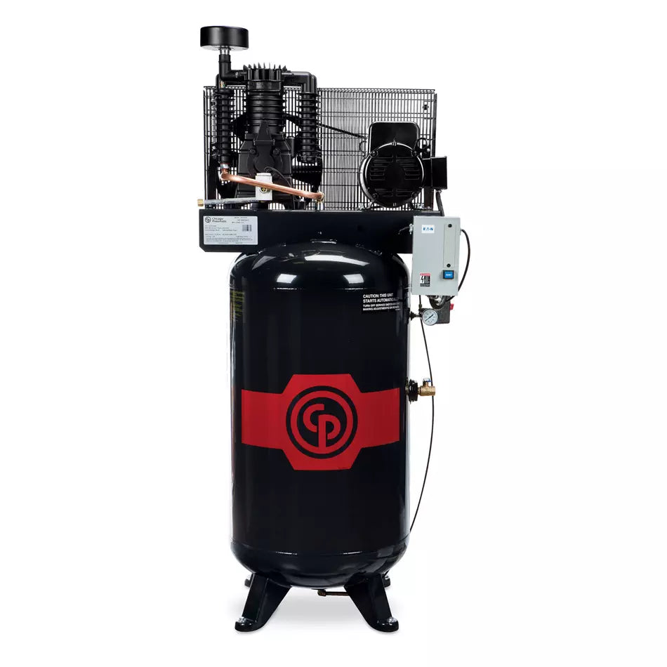 chicago-pneumatic-5HP-single-phase-80gallon-vertical-tank-CPCRCP-581VNS.jpg Chicago Pneumatic 5HP Single Phase Air Compressor 80 Gallon Vertical Tank – CPCRCP-581VNS - Image 1