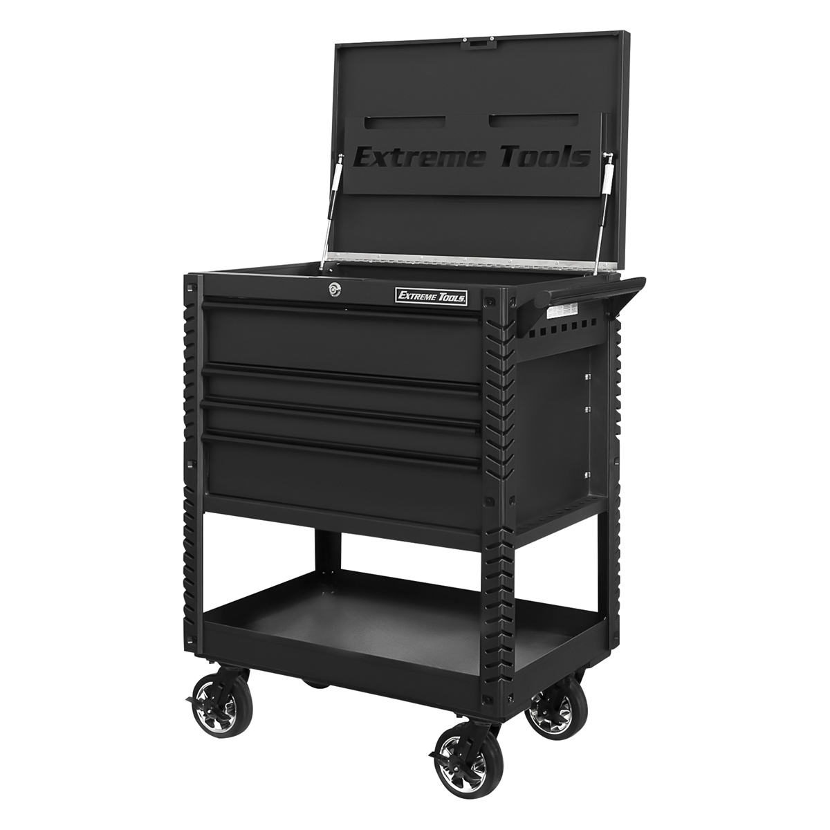 extreme-tools-33inch-4-drawer-deluxe-tool-cart-with-bumpers-matte-black-EXTEX3304TCMBBK.png Extreme Tools 33" 4-Drawer Deluxe Tool Cart w/Bumpers, Matte Black EXTEX3304TCMBBK - Image 1