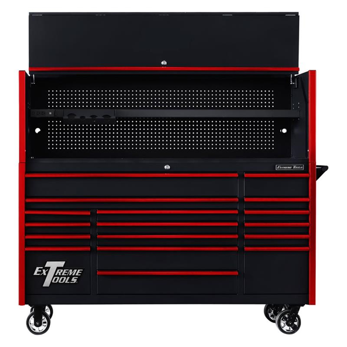 extreme-tools-DX-72inch-hutch-_-17drawer-roller-cabinet-combo-black-EXTDX7218HRKR.png Extreme Tools DX 72" Hutch & 17 Drawer Roller Cabinet Combo, Black EXTDX7218HRKR - Image 1